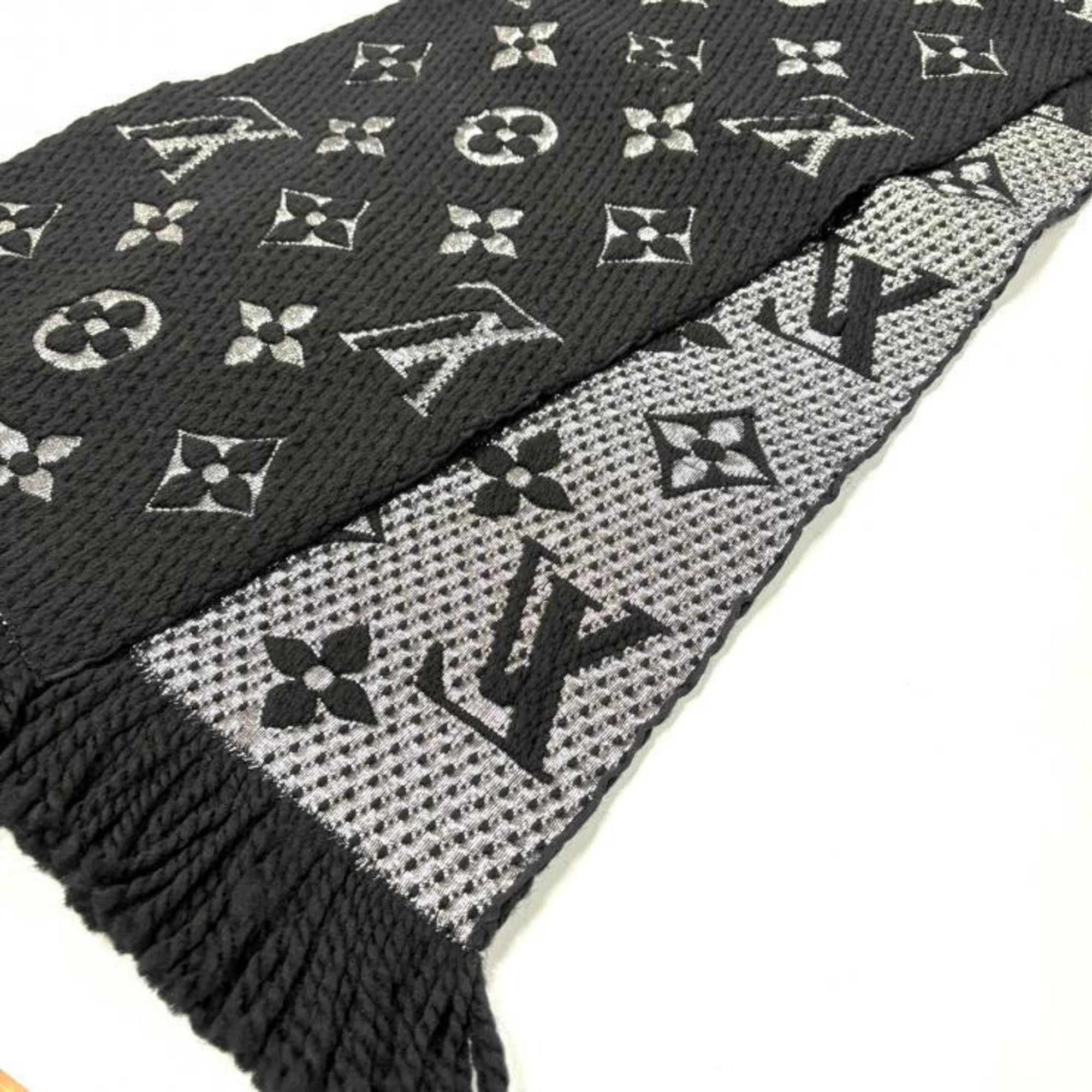 Louis Vuitton LOUIS VUITTON Echarpe Logomania Noir Scarf M75833 Made in Italy Wool Silk Black Silver Louis Vuitton Size ONE SIZE - 3 Thumbnail