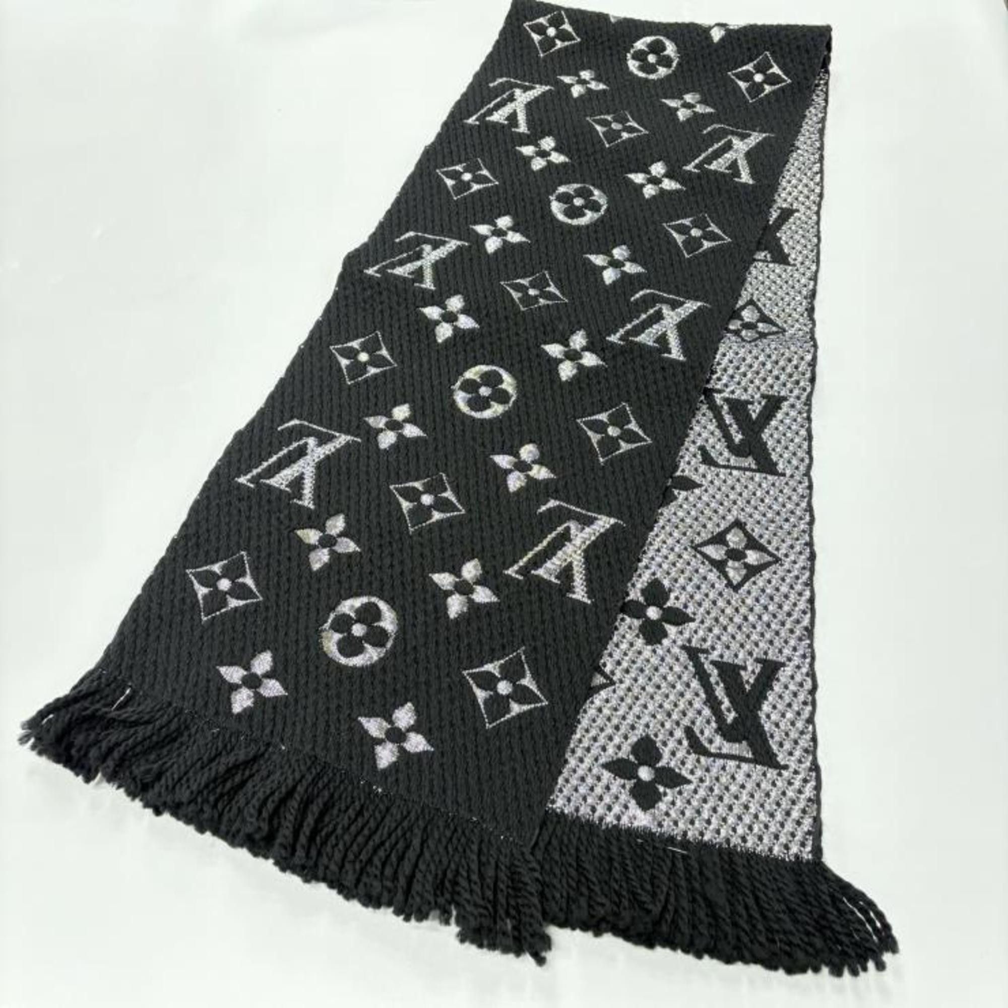 Louis Vuitton LOUIS VUITTON Echarpe Logomania Noir Scarf M75833 Made in Italy Wool Silk Black Silver Louis Vuitton Size ONE SIZE - 2 Thumbnail
