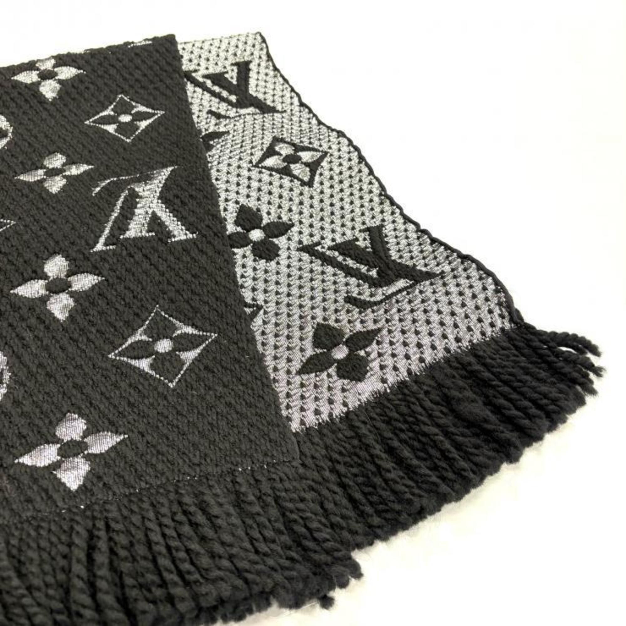 Louis Vuitton LOUIS VUITTON Echarpe Logomania Noir Scarf M75833 Made in Italy Wool Silk Black Silver Louis Vuitton Size ONE SIZE - 4 Thumbnail