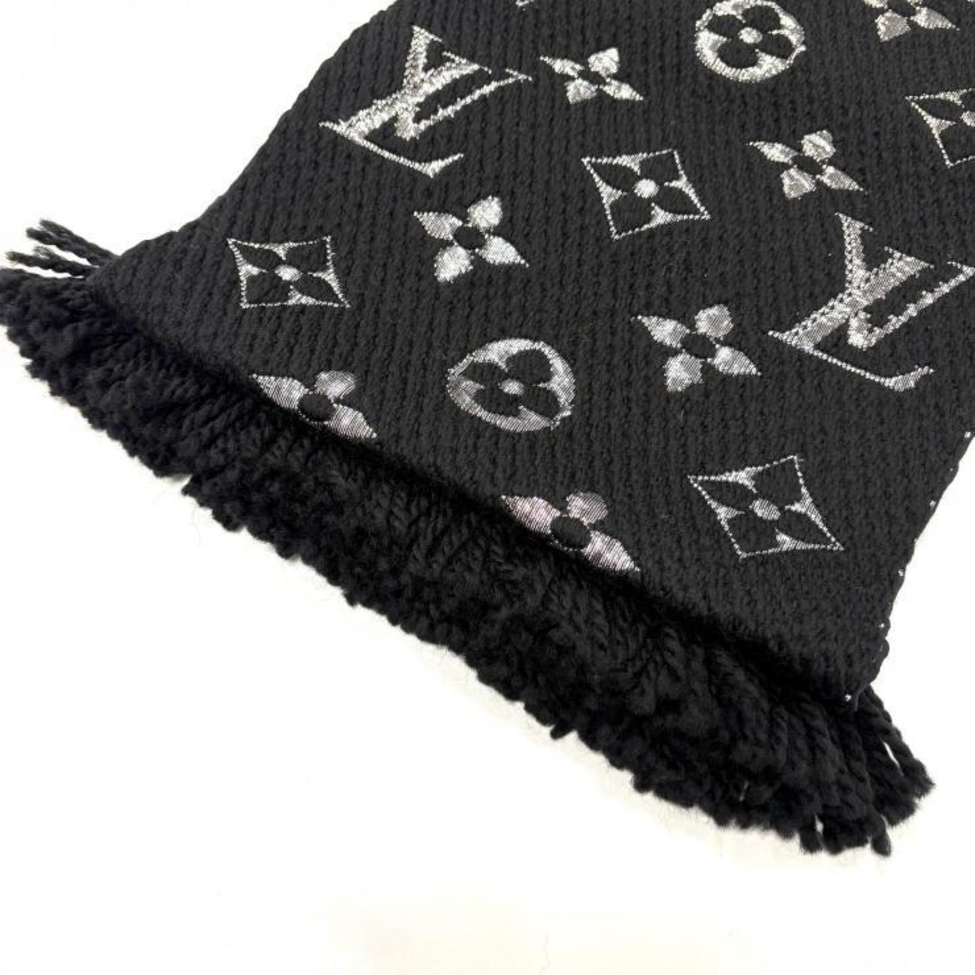 Louis Vuitton LOUIS VUITTON Echarpe Logomania Noir Scarf M75833 Made in Italy Wool Silk Black Silver Louis Vuitton Size ONE SIZE - 8 Thumbnail