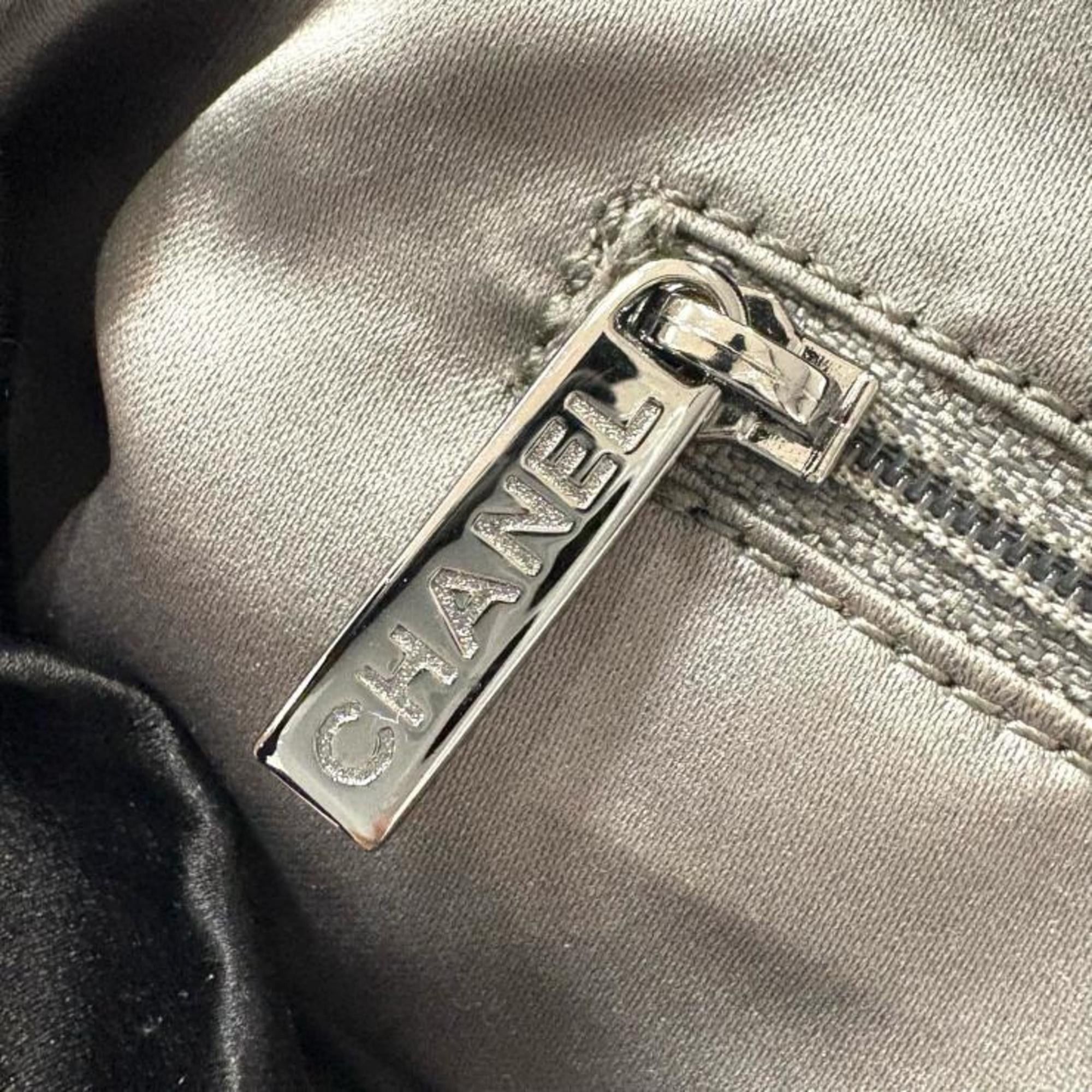 Chanel CHANEL 2.55 Chain Ribbon Shoulder Bag in Black Satin with Silver Hardware. Size ONE SIZE - 10 Thumbnail