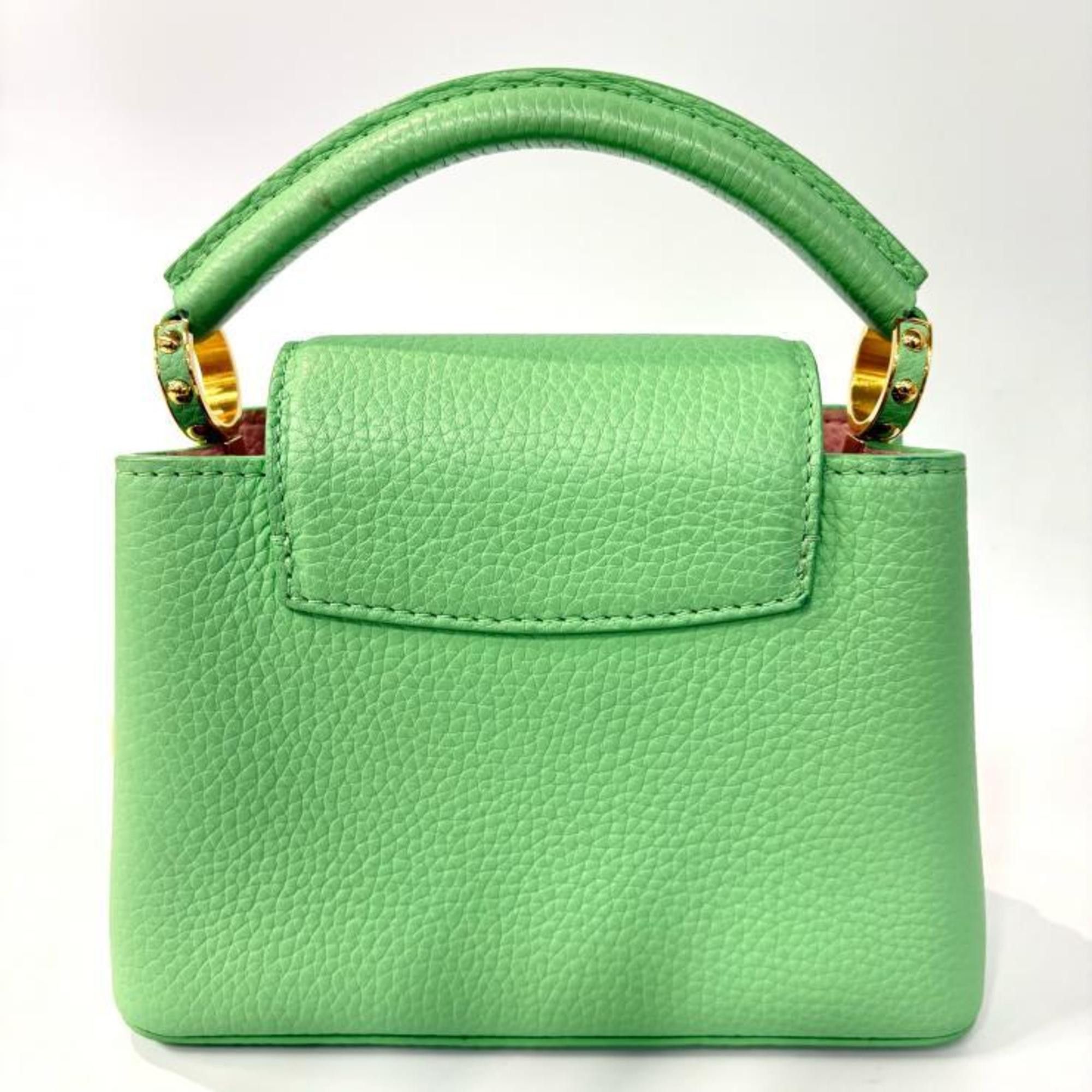 Louis Vuitton Louis Vuitton Capucines Mini M59928 Vert Pomme Taurillon Green Size ONE SIZE - 4 Thumbnail