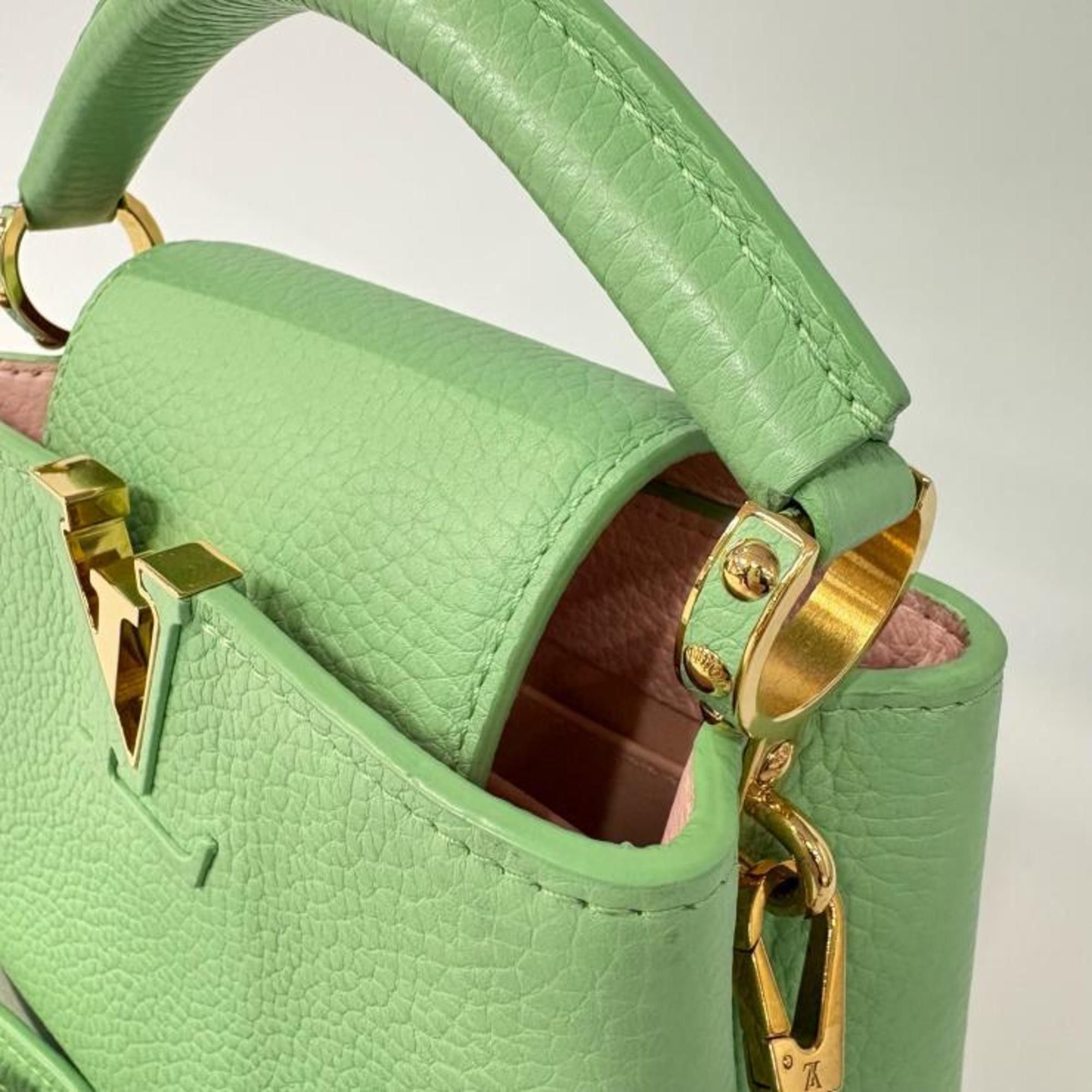 Louis Vuitton Louis Vuitton Capucines Mini M59928 Vert Pomme Taurillon Green Size ONE SIZE - 5 Thumbnail