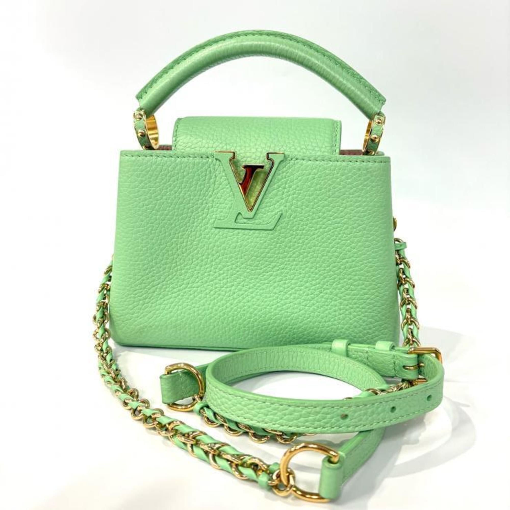 Louis Vuitton Louis Vuitton Capucines Mini M59928 Vert Pomme Taurillon Green Size ONE SIZE - 2 Thumbnail