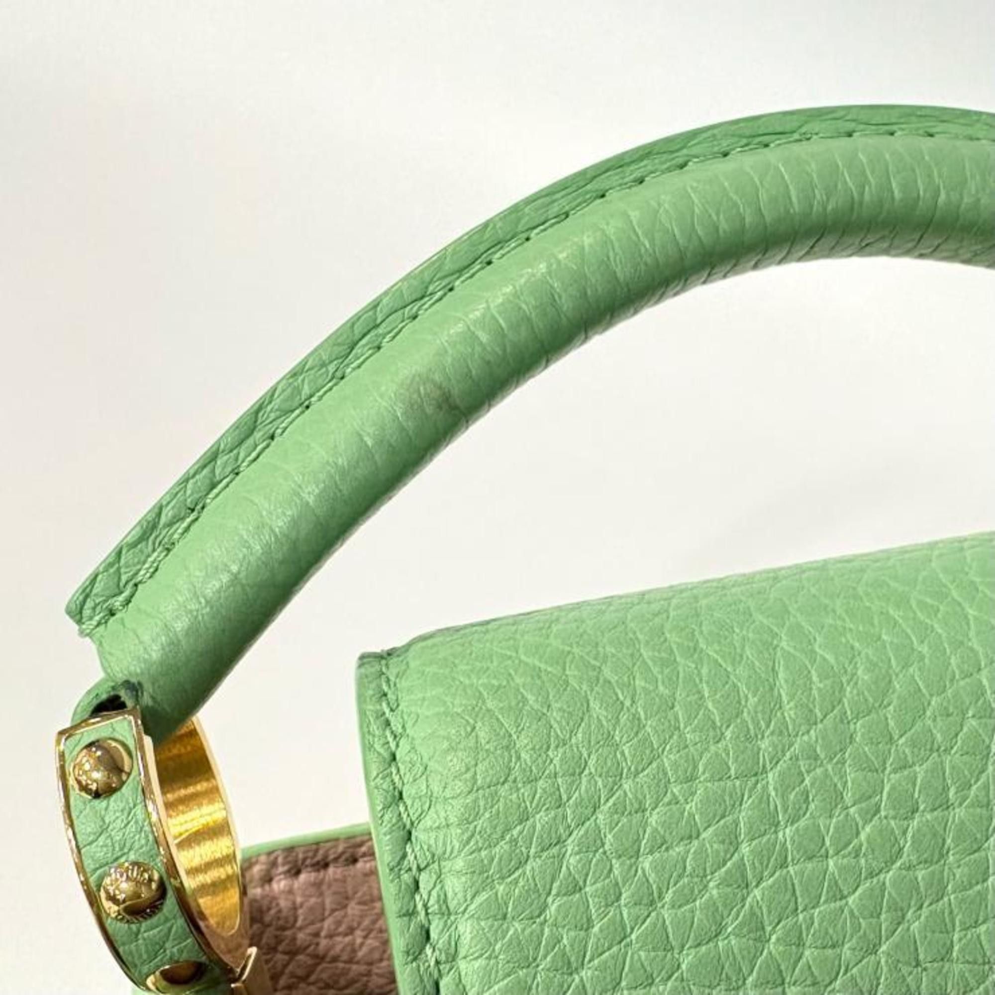 Louis Vuitton Louis Vuitton Capucines Mini M59928 Vert Pomme Taurillon Green Size ONE SIZE - 9 Thumbnail
