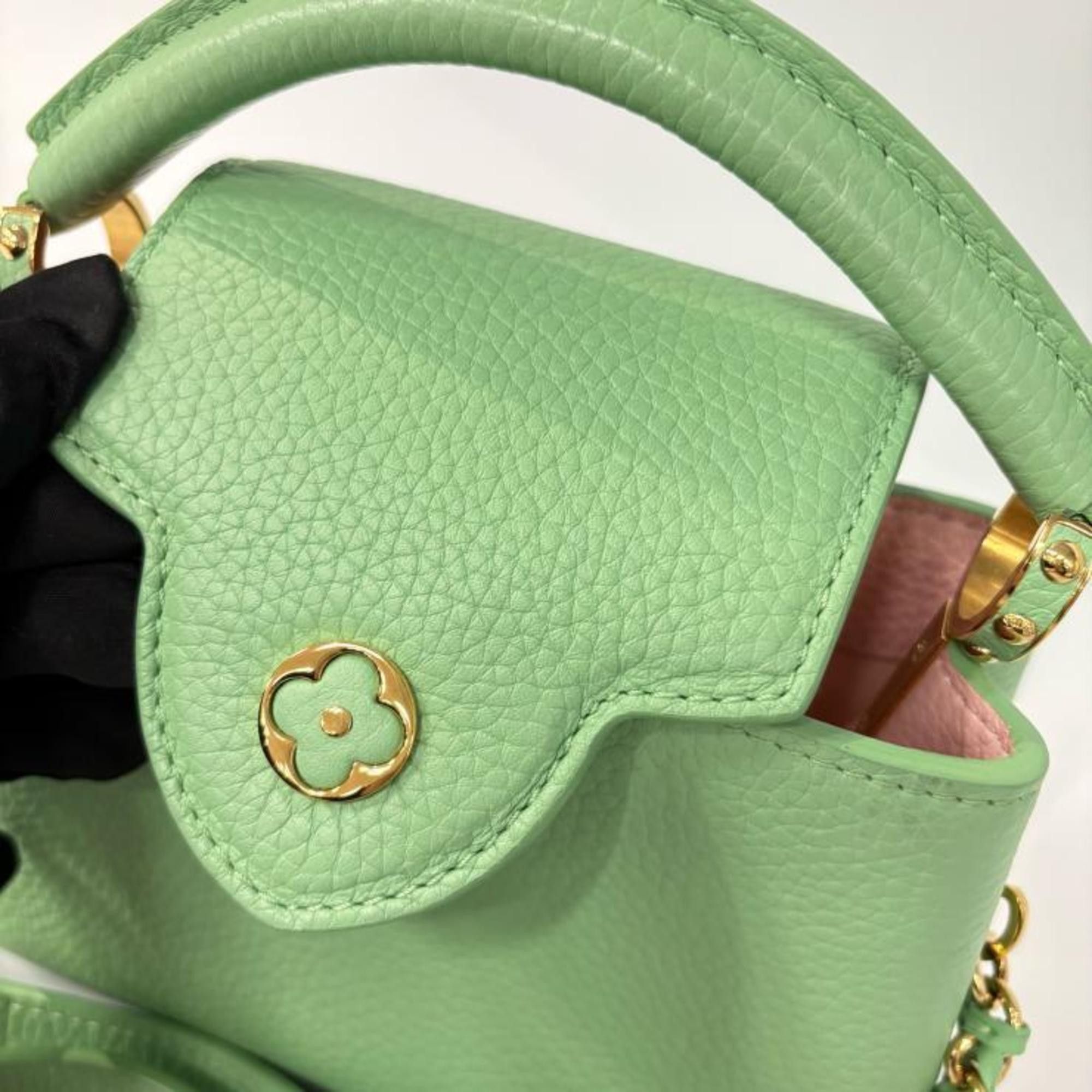 Louis Vuitton Louis Vuitton Capucines Mini M59928 Vert Pomme Taurillon Green Size ONE SIZE - 6 Thumbnail