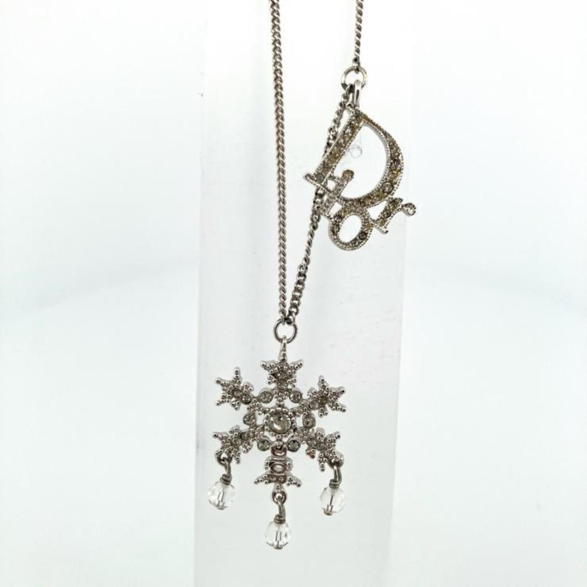 Dior Christian Dior Snowflake Logo Rhinestone Silver GP Necklace Size ONE SIZE - 3 Thumbnail