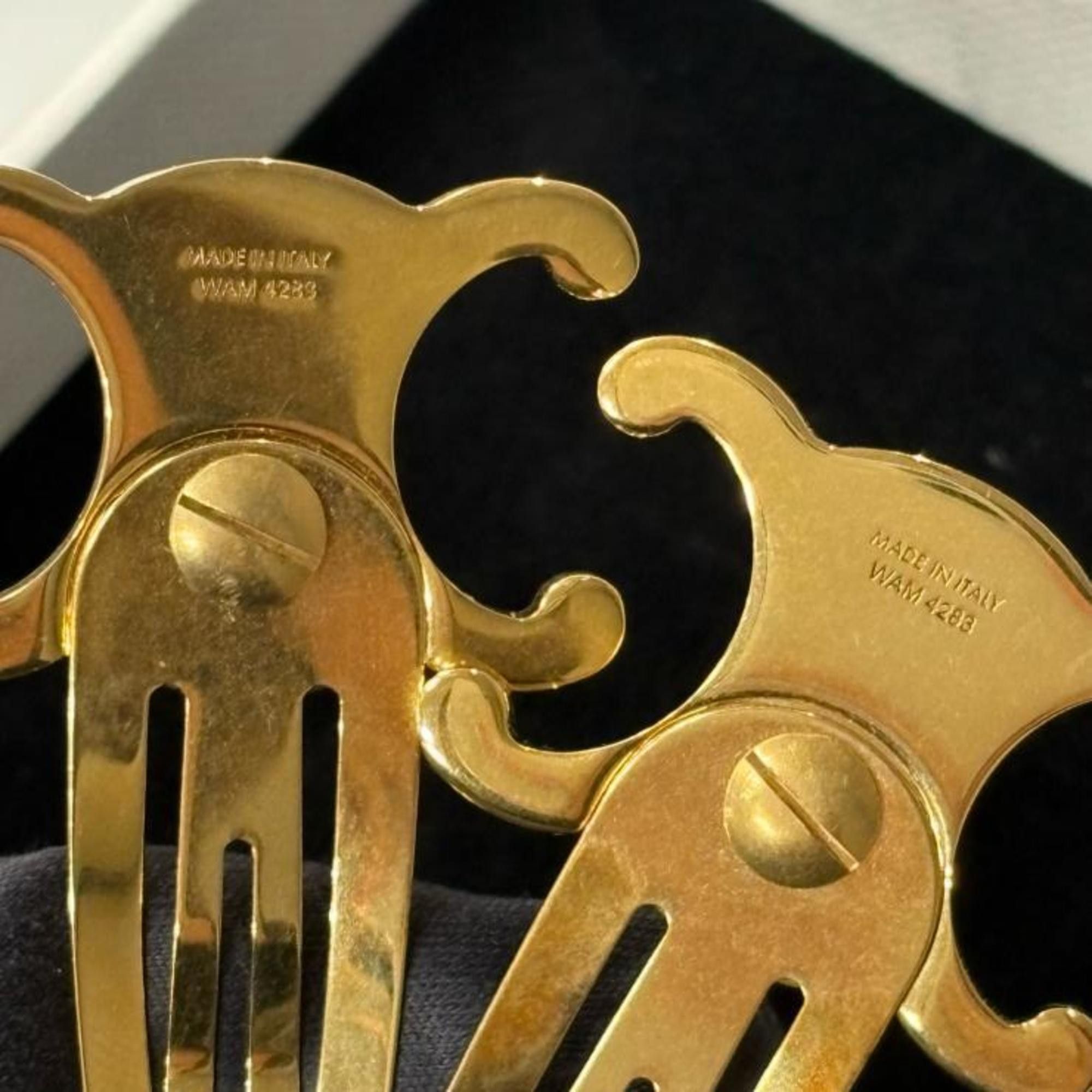 Celine Gold Triomphe Logo Hair Clips - Set of 2 Celine Triomphe Snap Hair Clips, Set of 2, 46Z656BSL.35OR  main image 4
