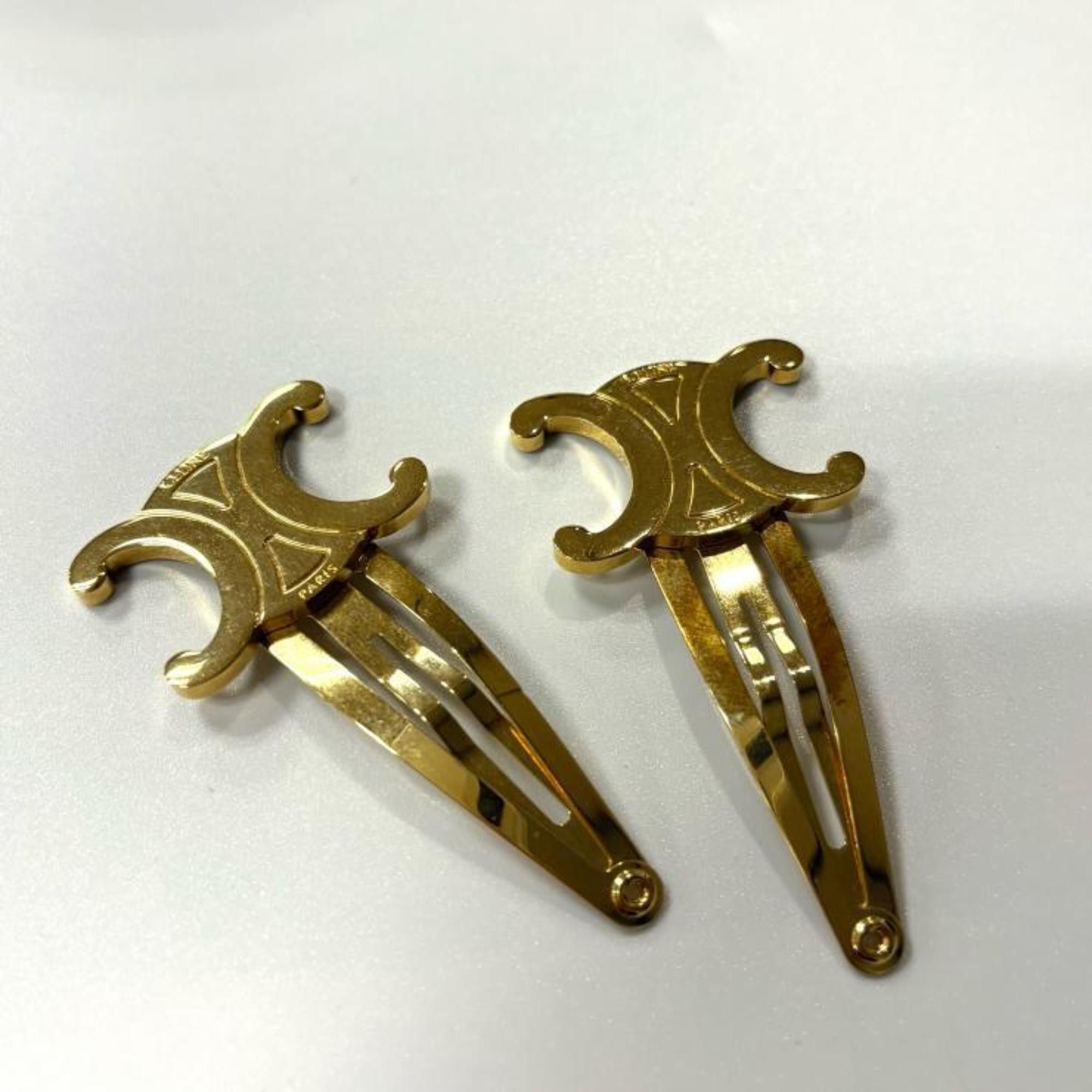 Celine Triomphe Snap Hair Clips, Set of 2, 46Z656BSL.35OR 