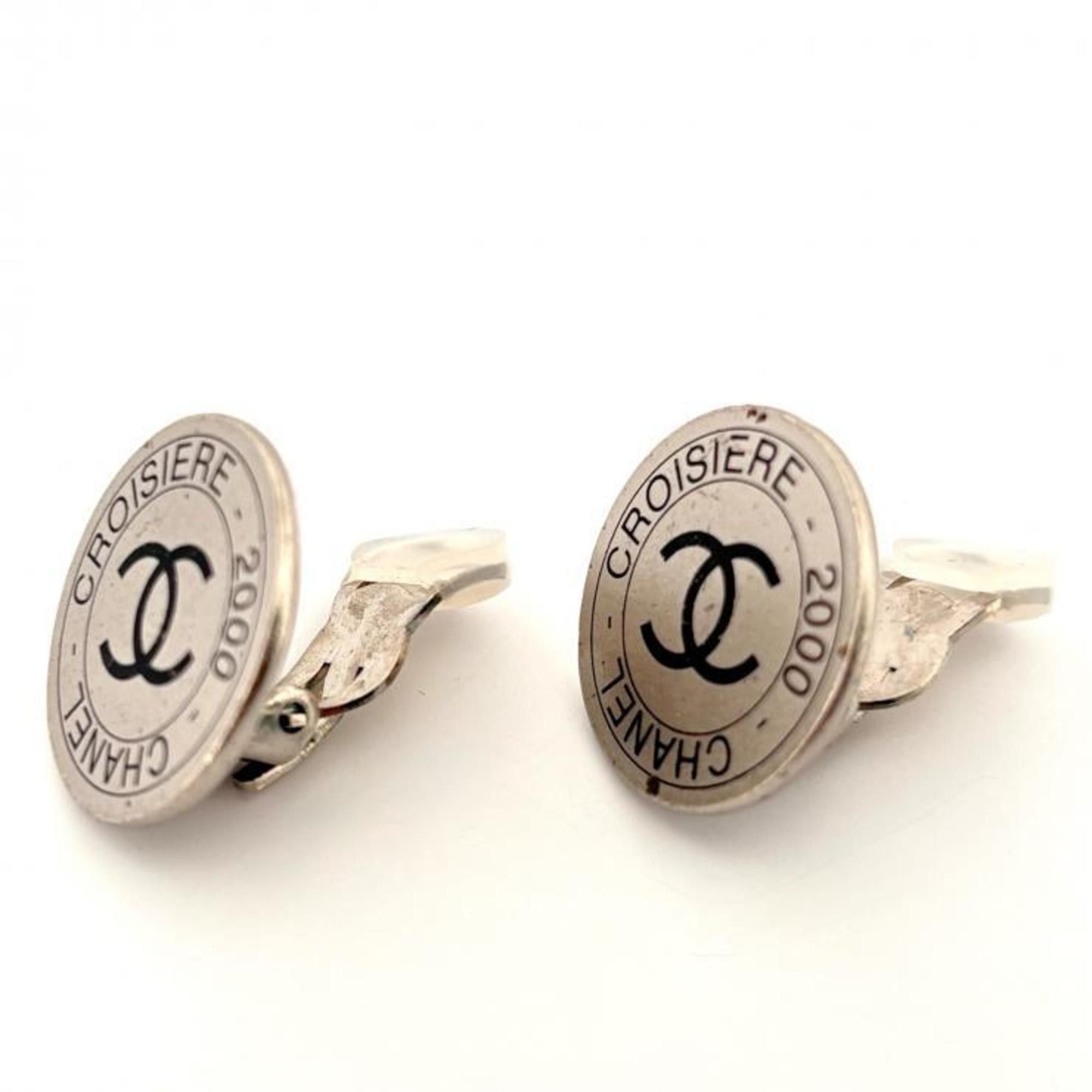 Chanel CHANEL Coco Mark Cruise 00C Silver Plated 2000 CC Earrings WS3360 Size ONE SIZE - 3 Thumbnail