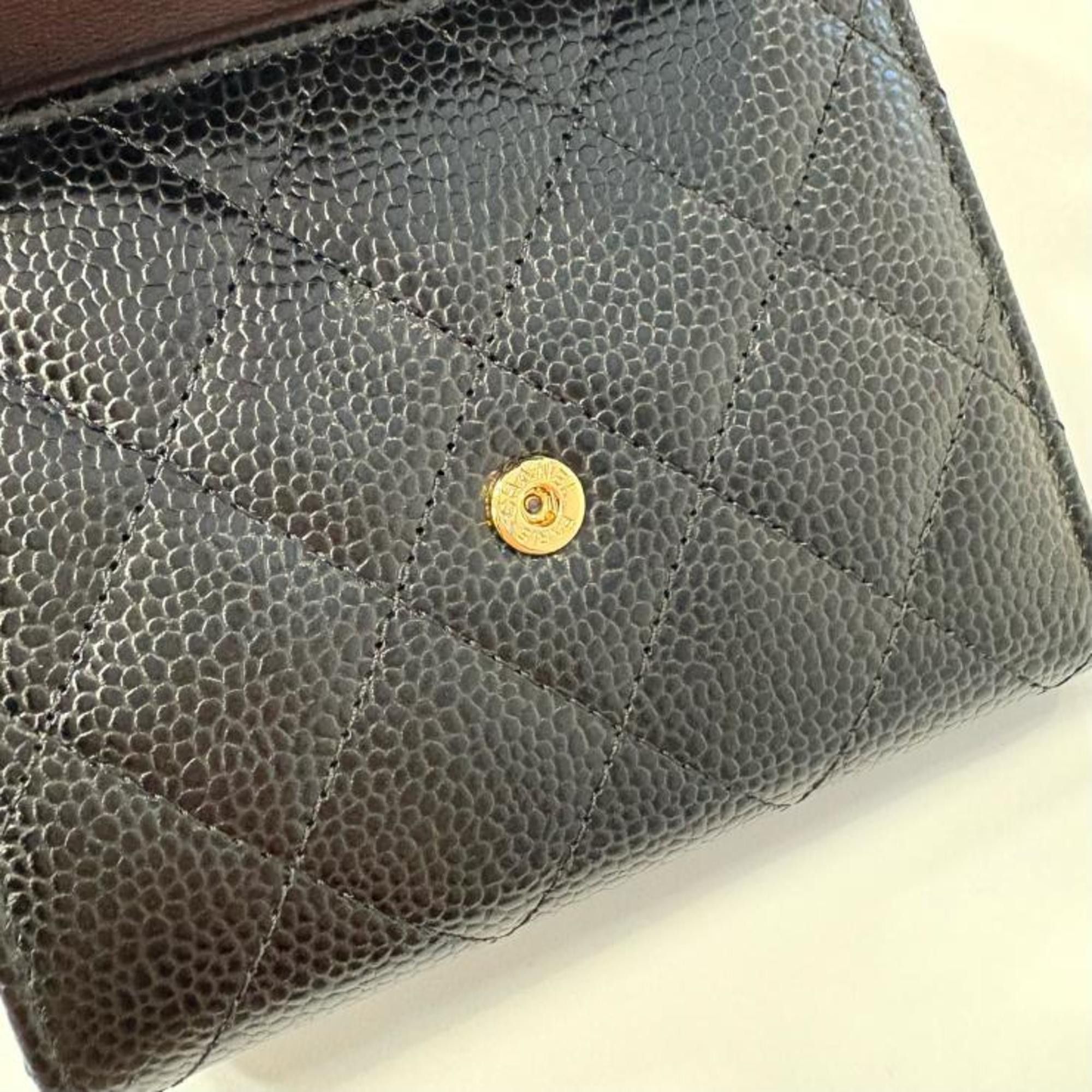Chanel CHANEL Matelasse Classic Small Flap Wallet with Coco Mark in Caviar Leather, Black, AP0231 Size ONE SIZE - 9 Thumbnail