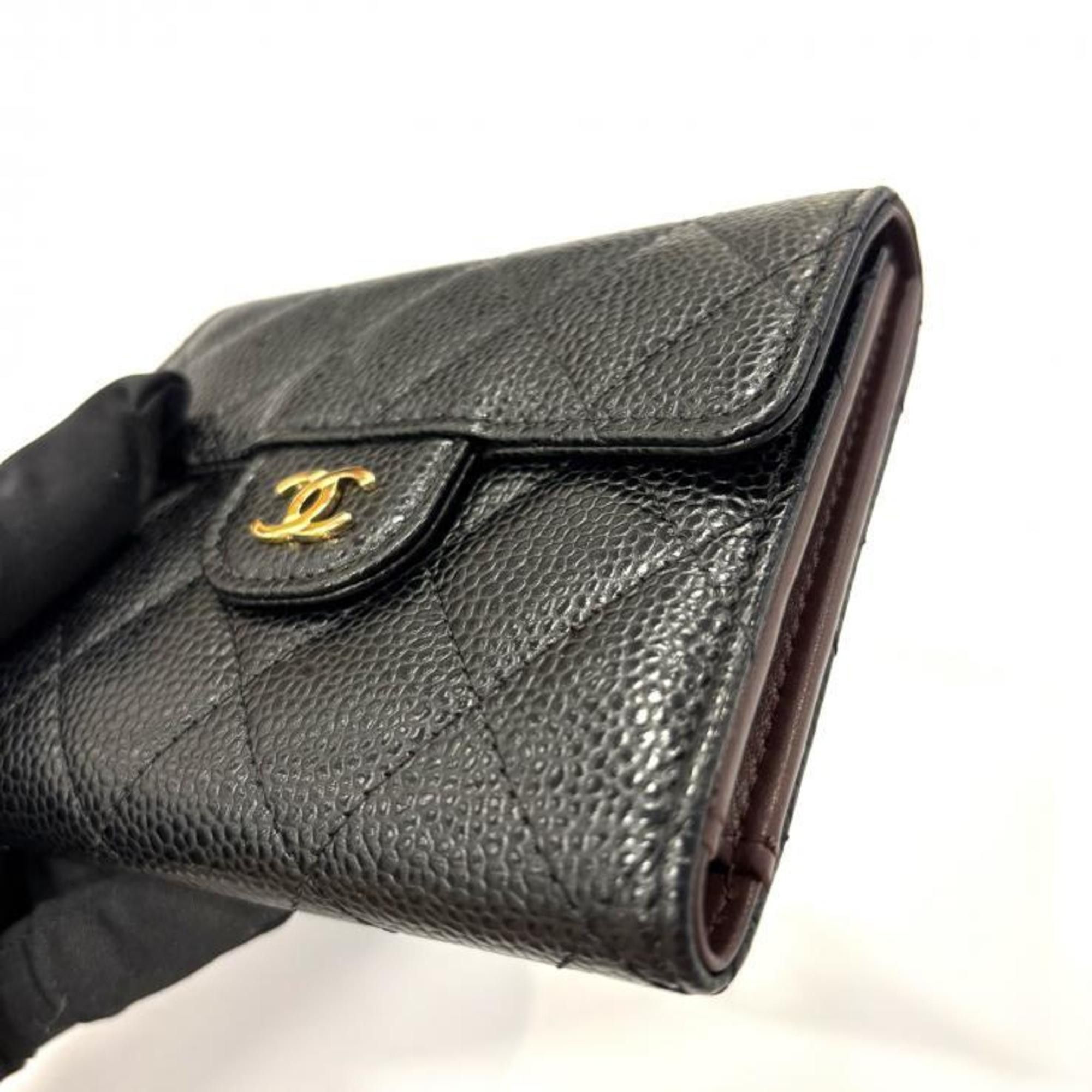 Chanel CHANEL Matelasse Classic Small Flap Wallet with Coco Mark in Caviar Leather, Black, AP0231 Size ONE SIZE - 5 Thumbnail