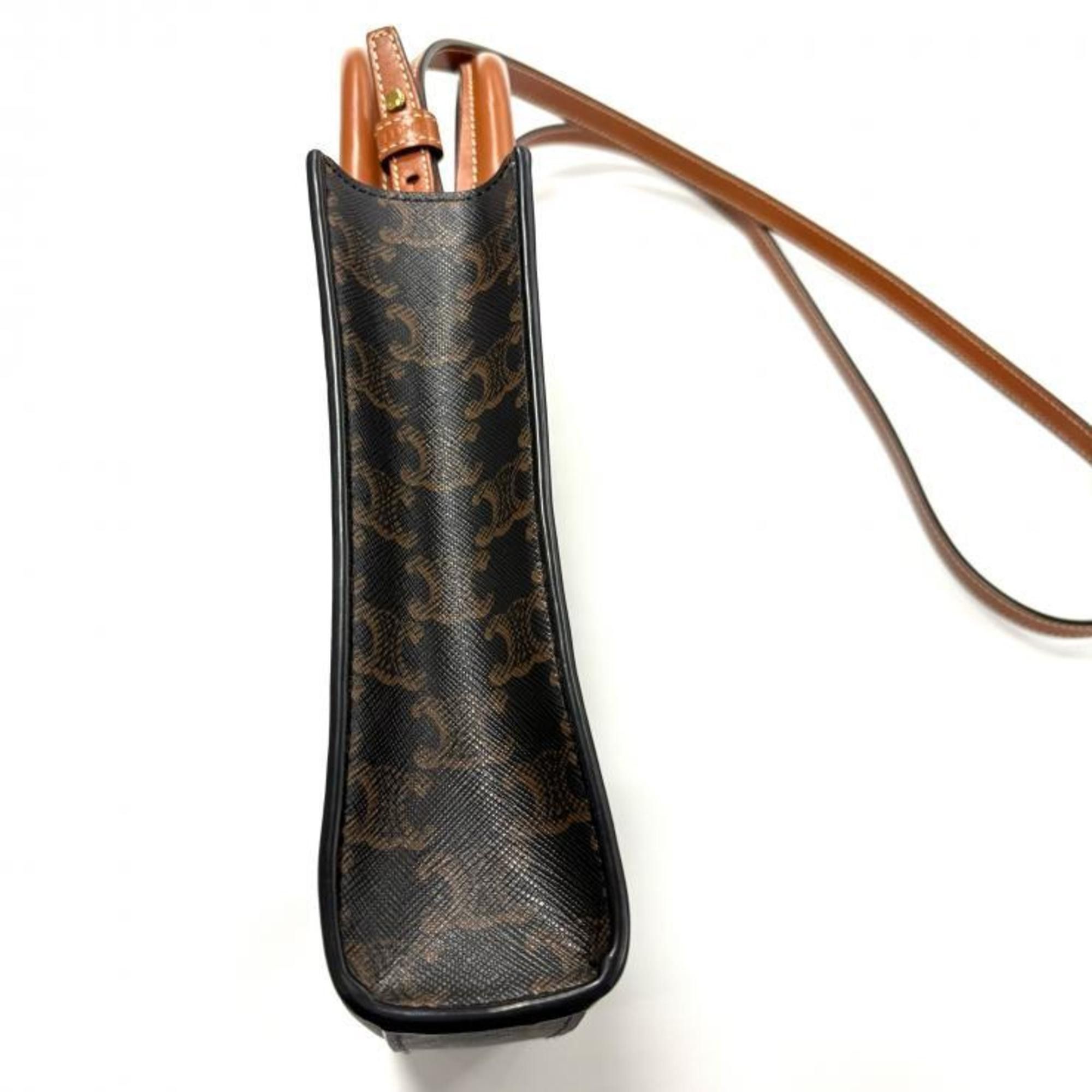 Celine Celine Triomphe Mini Vertical Cabas Shoulder Bag 194372BZK Brown Size ONE SIZE - 3 Thumbnail