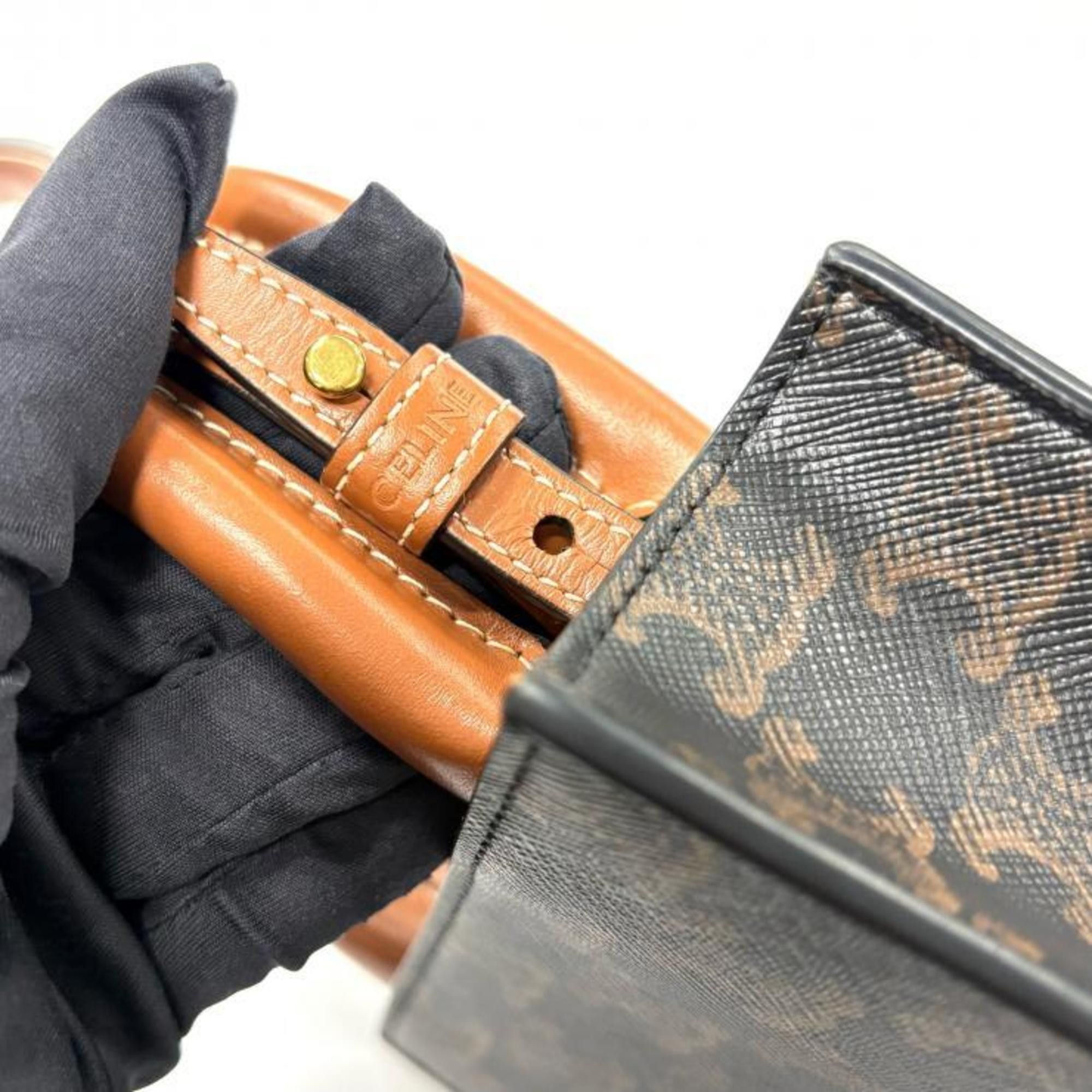 Celine Celine Triomphe Mini Vertical Cabas Shoulder Bag 194372BZK Brown Size ONE SIZE - 9 Thumbnail