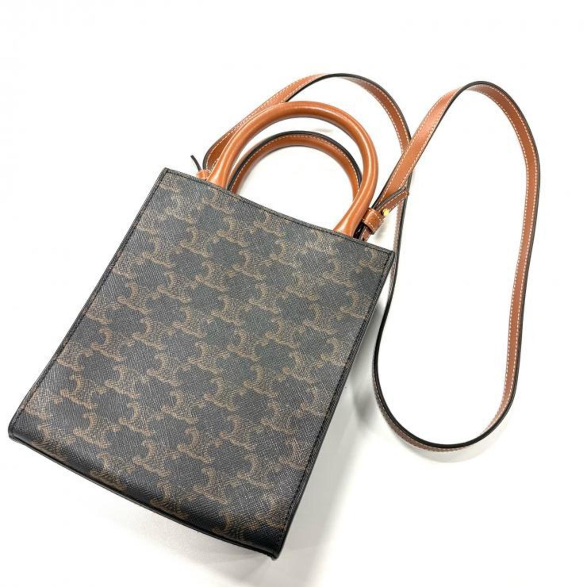Celine Celine Triomphe Mini Vertical Cabas Shoulder Bag 194372BZK Brown Size ONE SIZE - 4 Thumbnail
