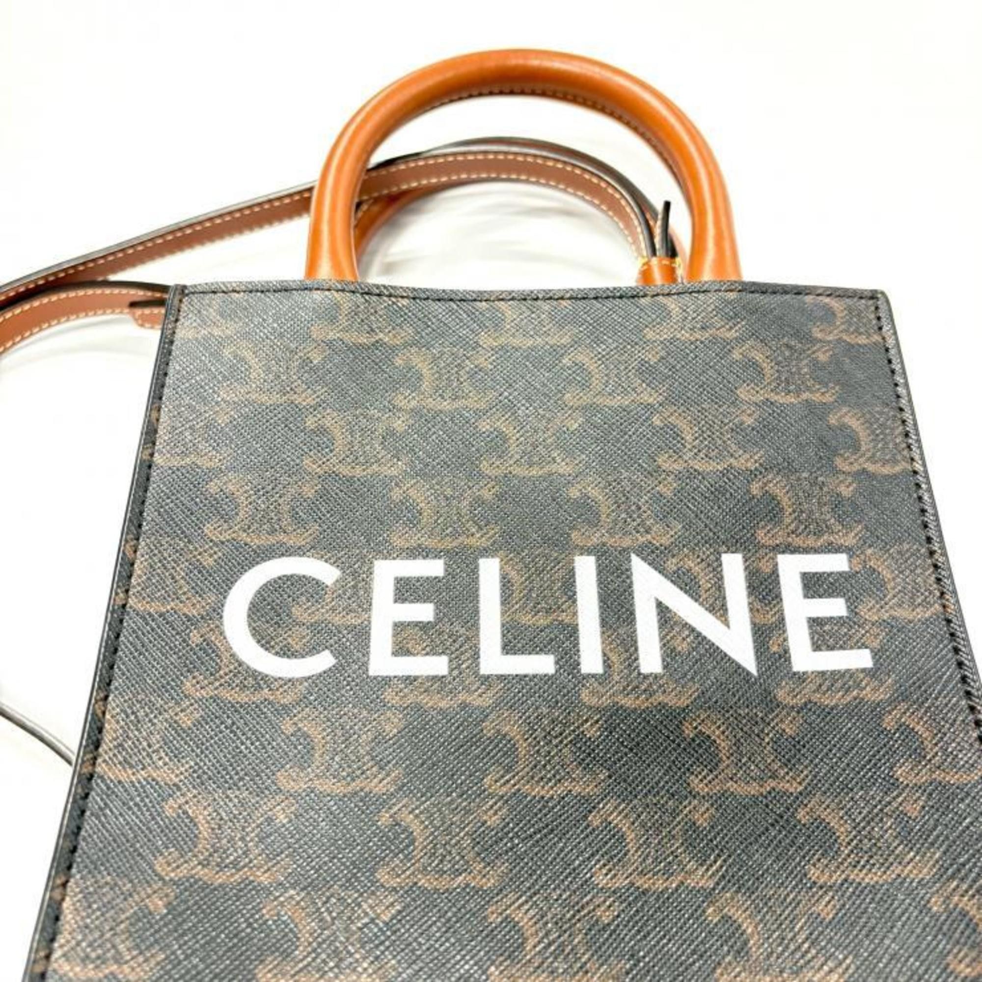 Celine Celine Triomphe Mini Vertical Cabas Shoulder Bag 194372BZK Brown Size ONE SIZE - 8 Thumbnail