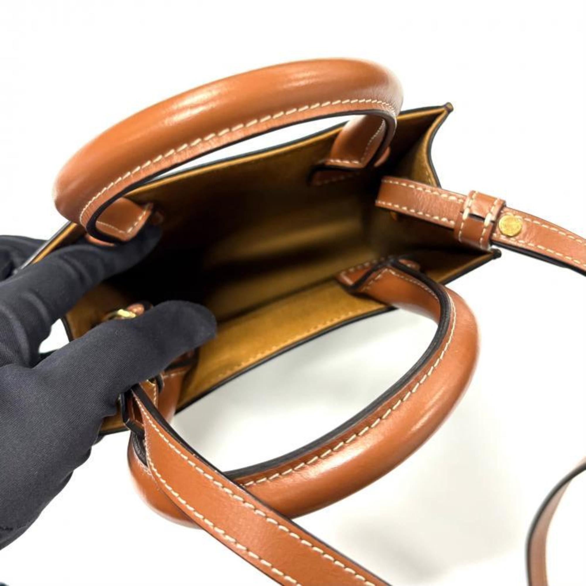 Celine Celine Triomphe Mini Vertical Cabas Shoulder Bag 194372BZK Brown Size ONE SIZE - 6 Thumbnail
