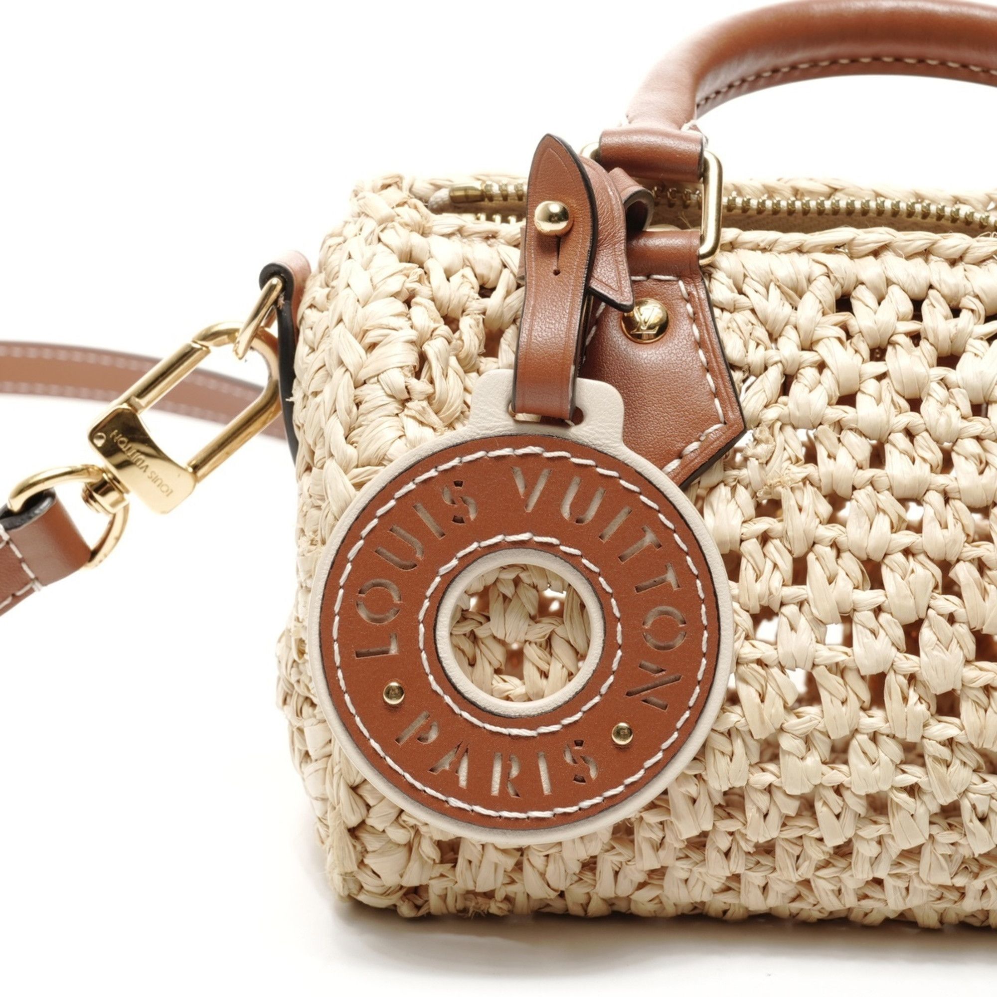 Louis Vuitton Louis Vuitton Nano Speedy Natural Tan Raffia Shoulder Bag in Beige Size ONE SIZE - 12 Thumbnail