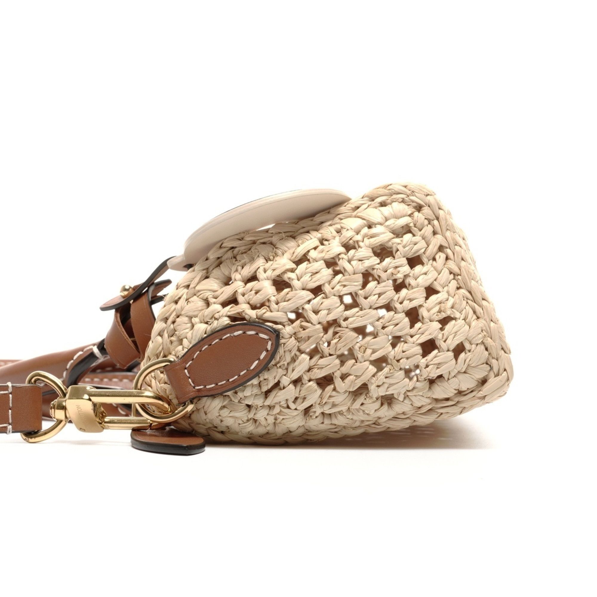 Louis Vuitton Louis Vuitton Nano Speedy Natural Tan Raffia Shoulder Bag in Beige Size ONE SIZE - 4 Thumbnail