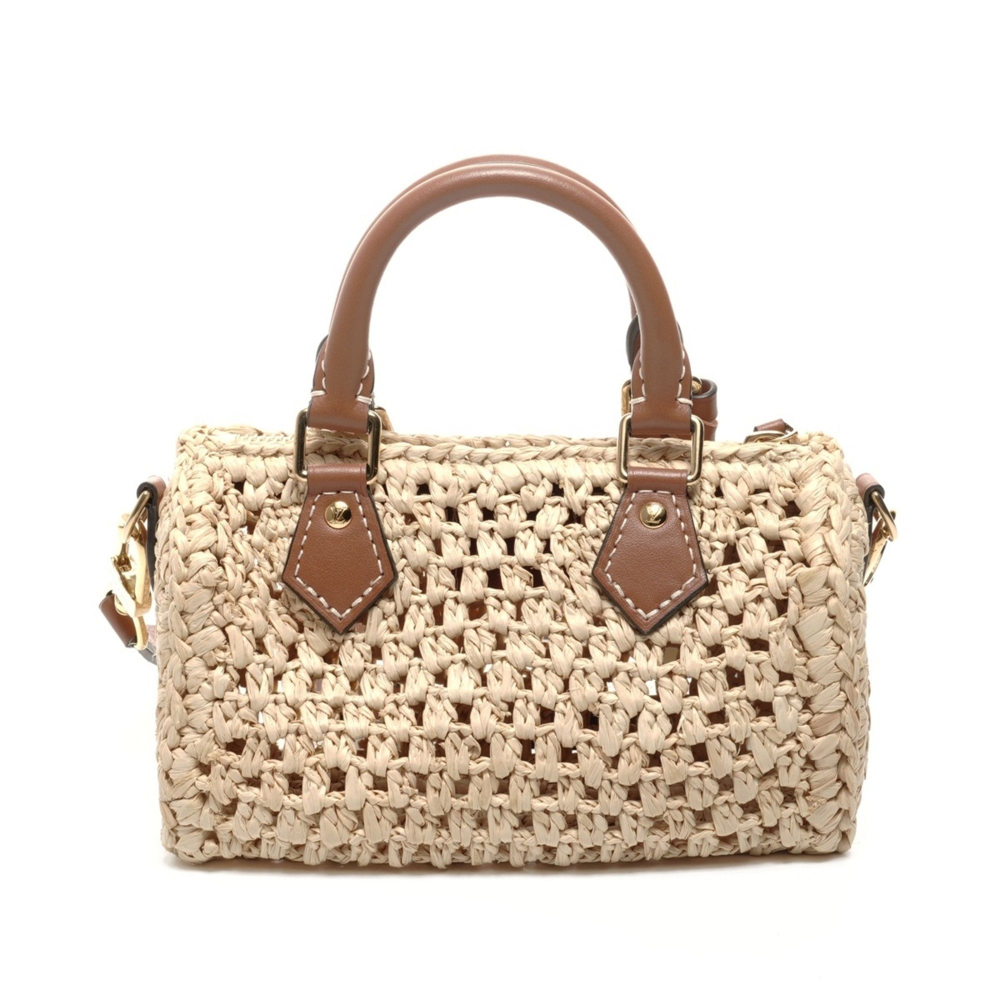 Louis Vuitton Louis Vuitton Nano Speedy Natural Tan Raffia Shoulder Bag in Beige Size ONE SIZE - 3 Thumbnail