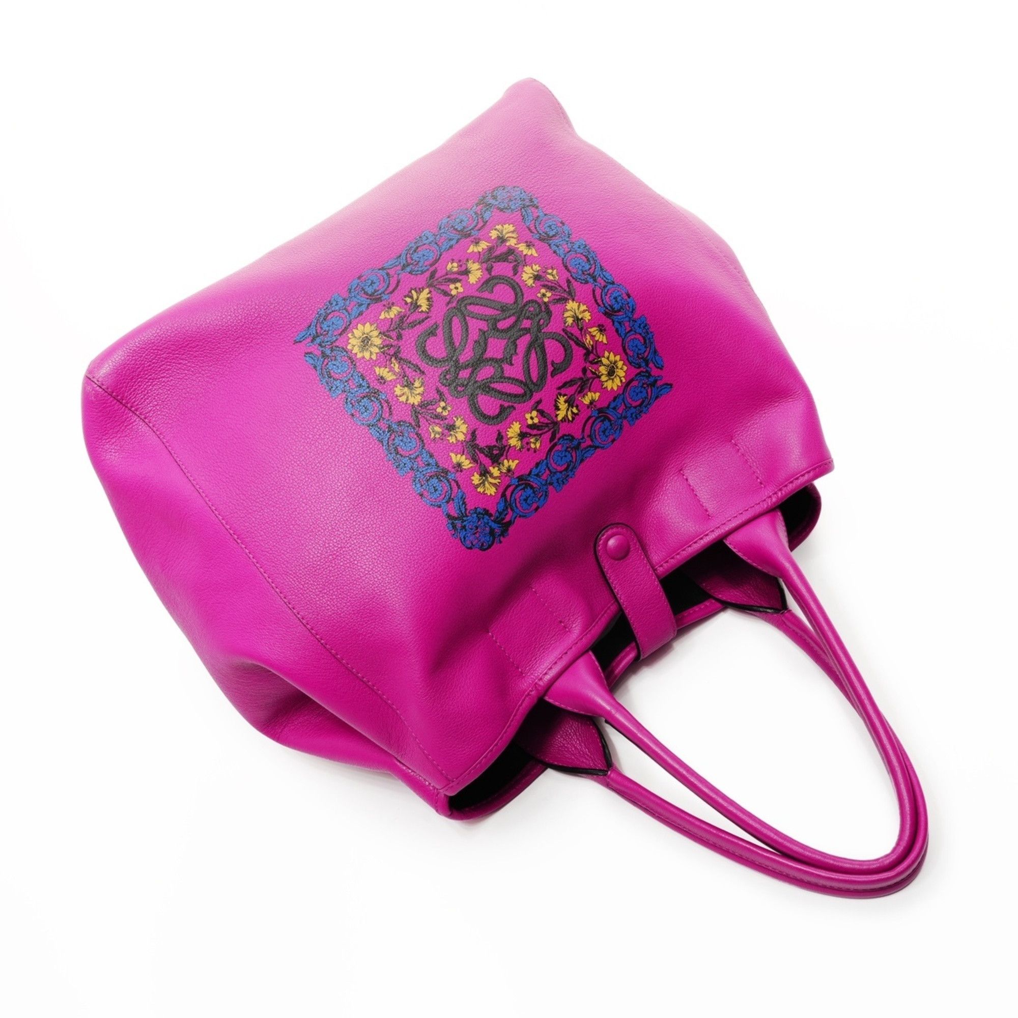 Loewe LOEWE Anagram Leather Tote Bag in Purple Size ONE SIZE - 8 Thumbnail