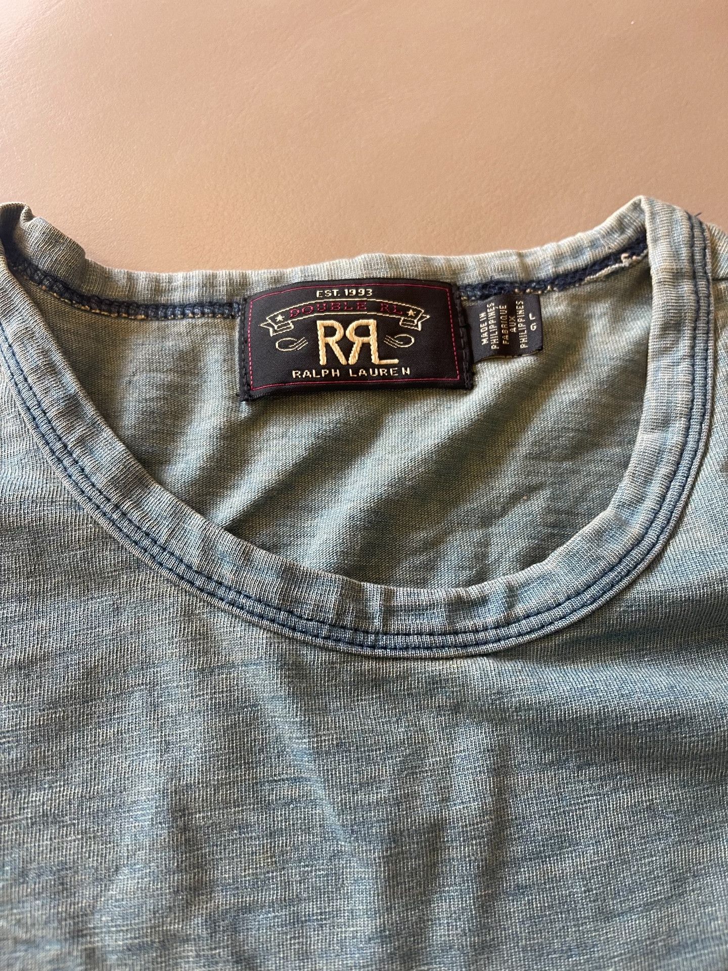 RRL Ralph Lauren RRL Indigo Heavy Washed Tee Size US L / EU 52-54 / 3 - 3 Thumbnail