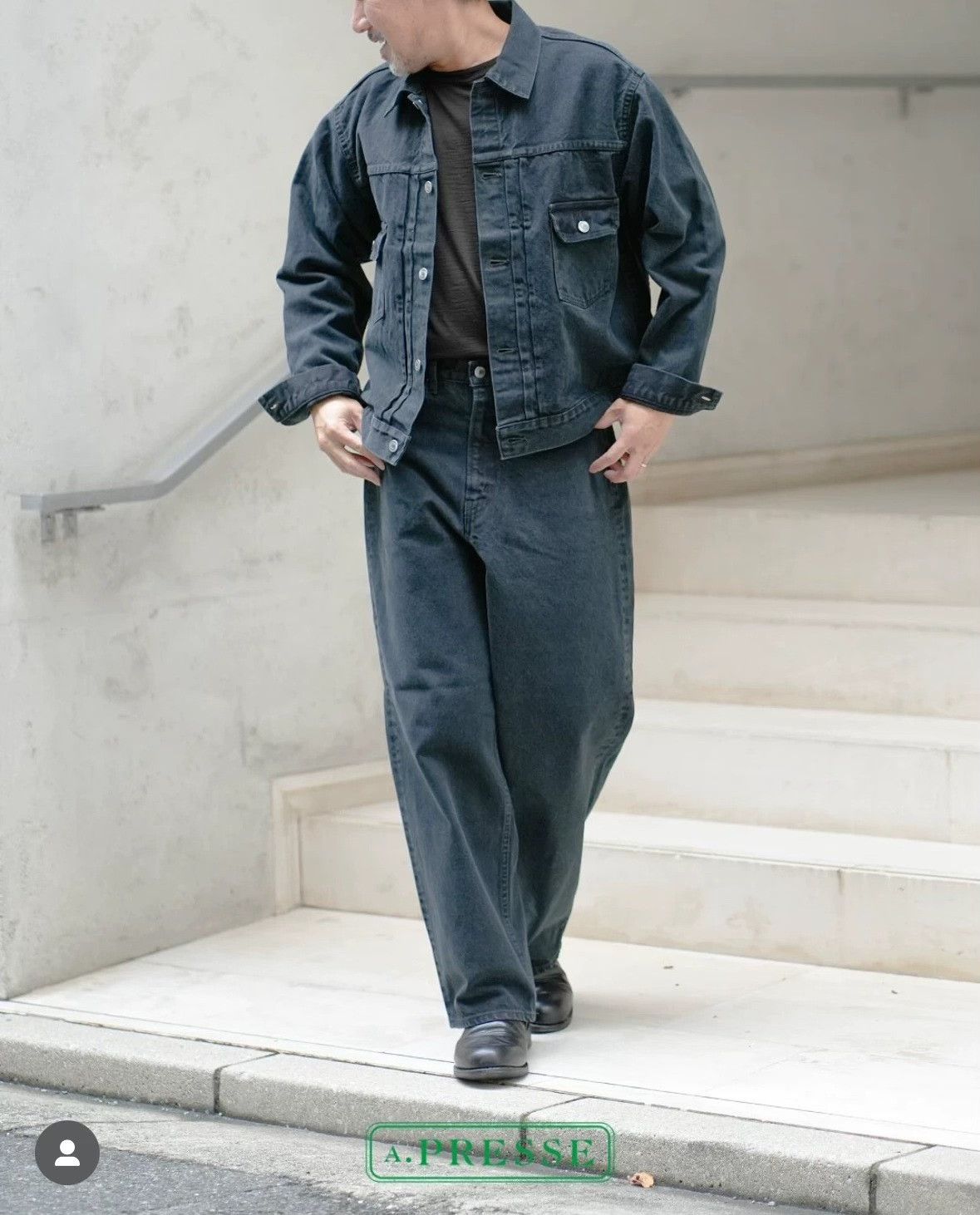 A.PRESSE APRESSE Black Denim Jacket Size US M / EU 48-50 / 2 - 4 Thumbnail