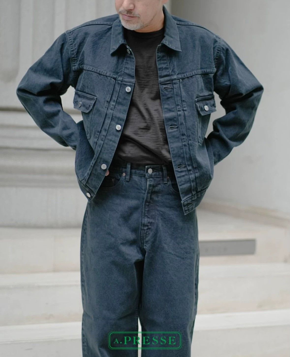 A.PRESSE APRESSE Black Denim Jacket Size US M / EU 48-50 / 2 - 7 Thumbnail