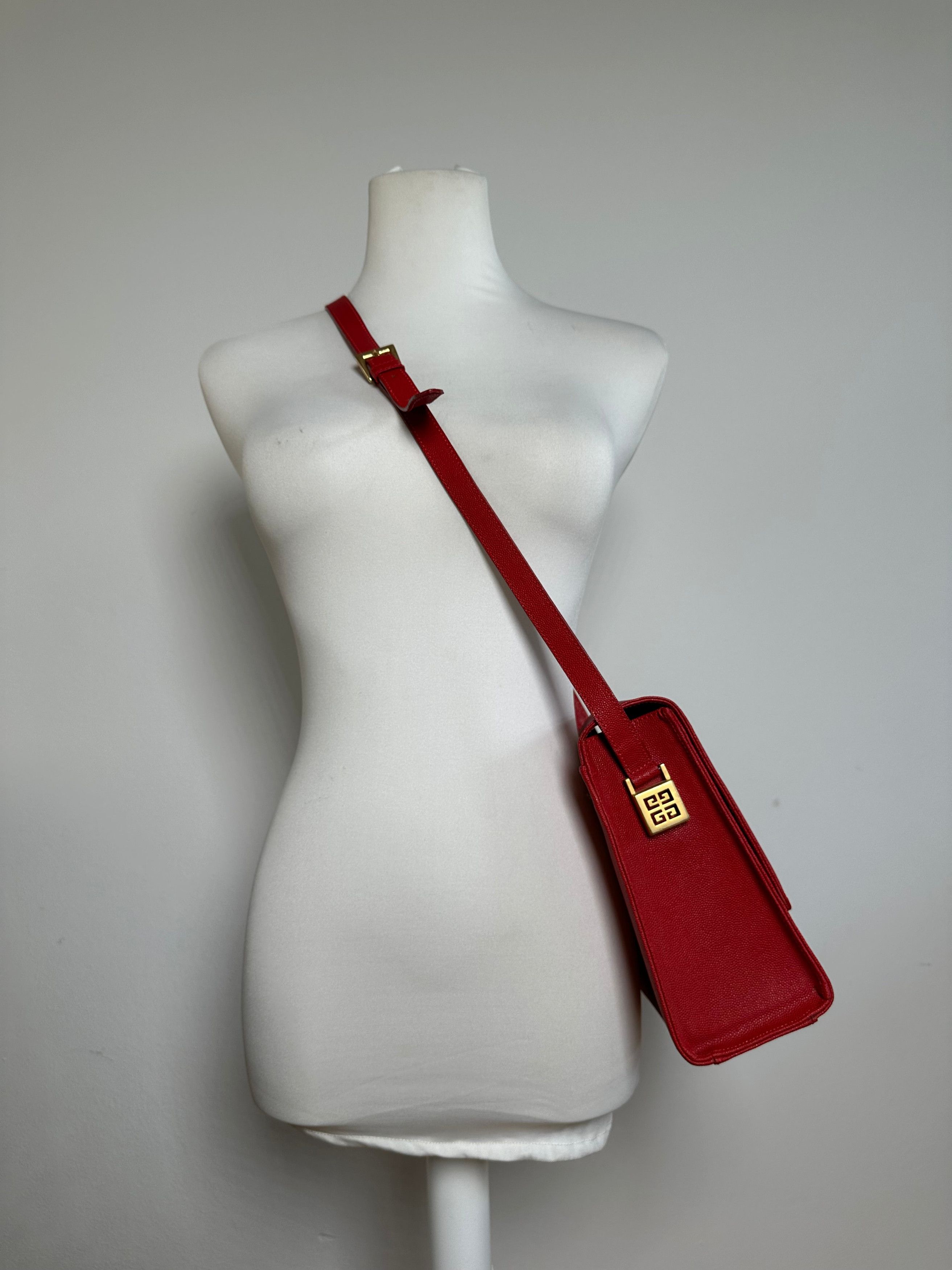 Givenchy Vintage Leather Canvas Multiway Bag Red Size ONE SIZE - 7 Thumbnail