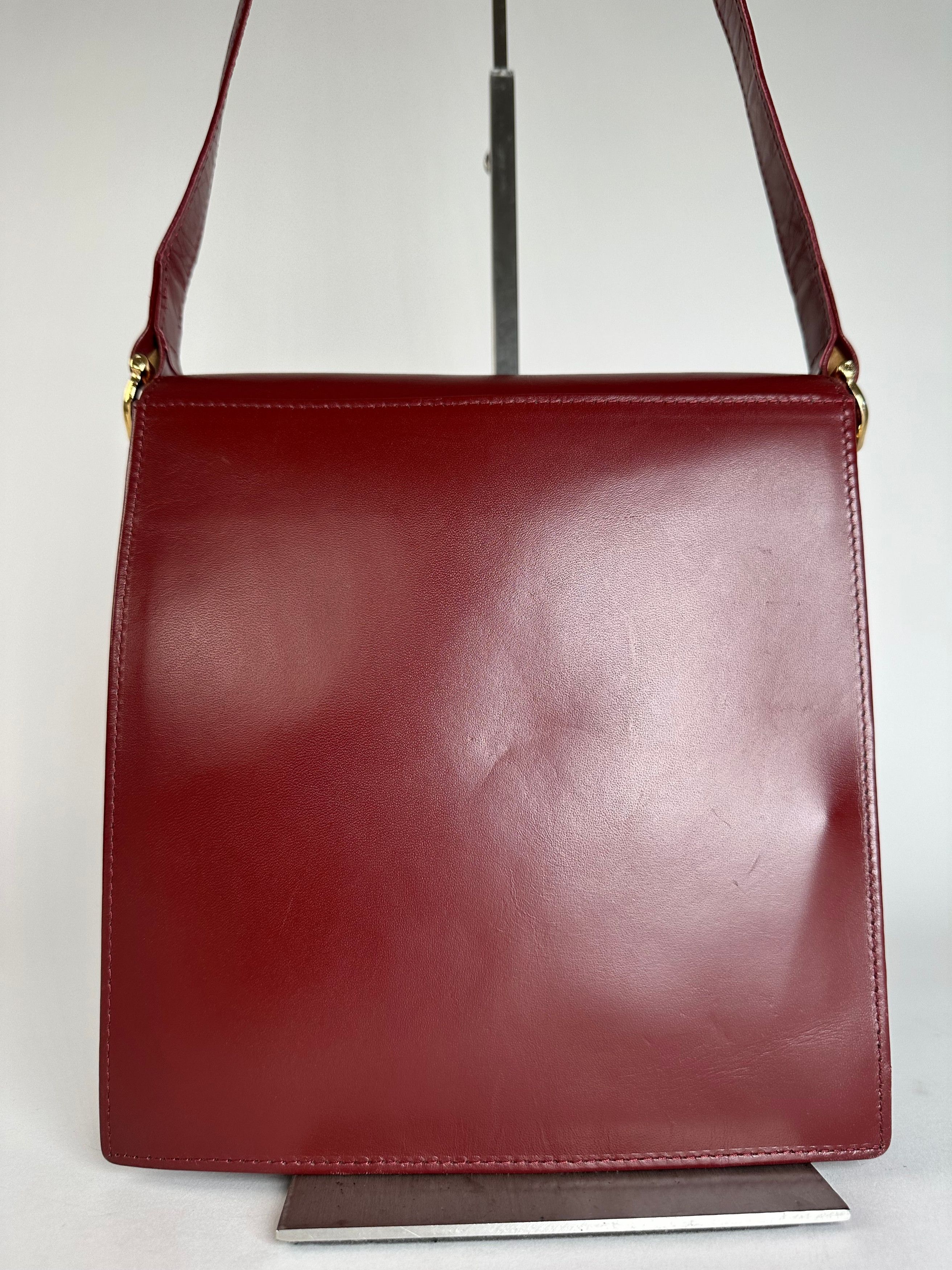 Cartier Vintage Leather Shoulder Bag Burgundy Size ONE SIZE - 13 Thumbnail