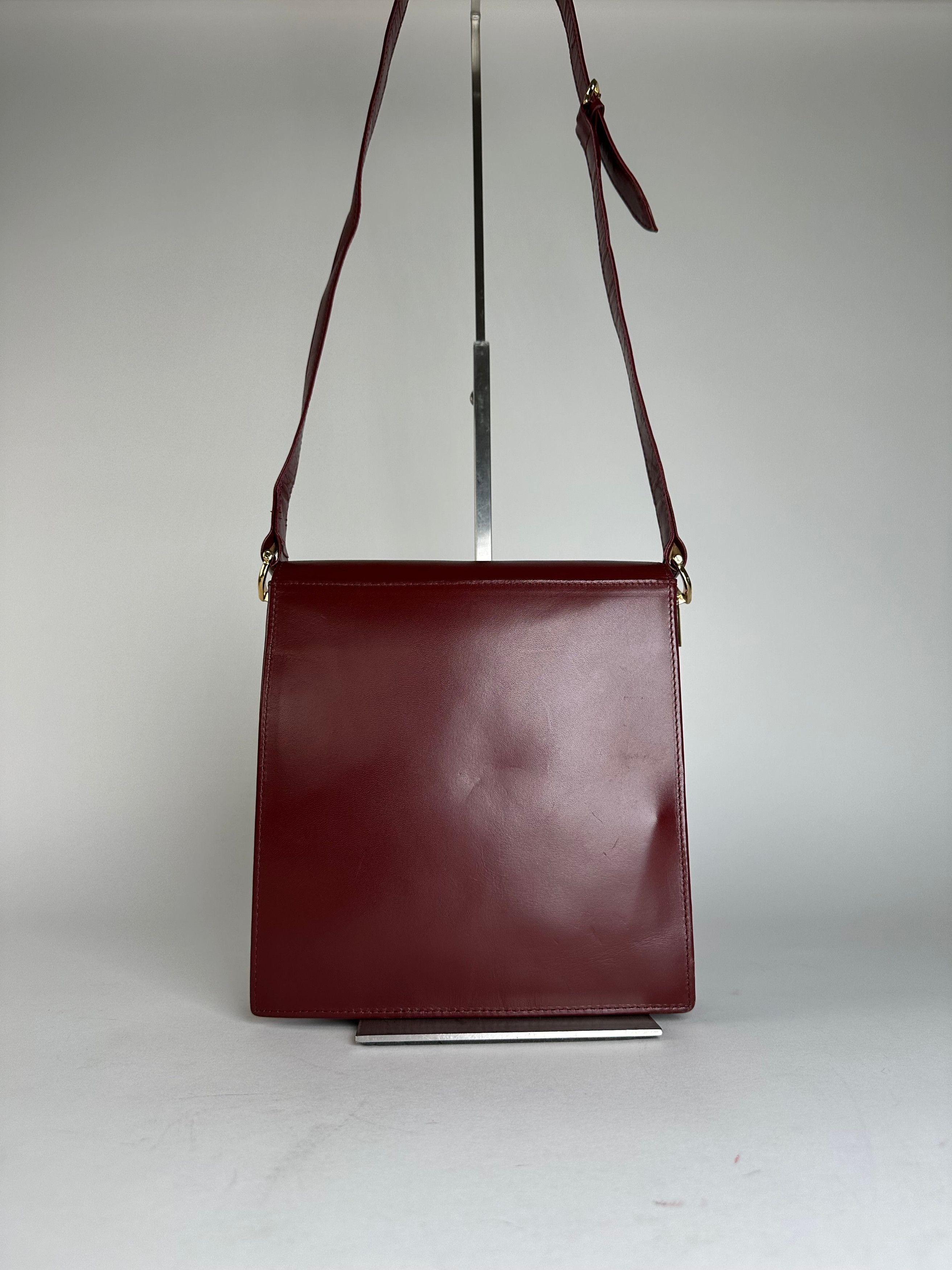 Cartier Vintage Leather Shoulder Bag Burgundy Size ONE SIZE - 2 Thumbnail