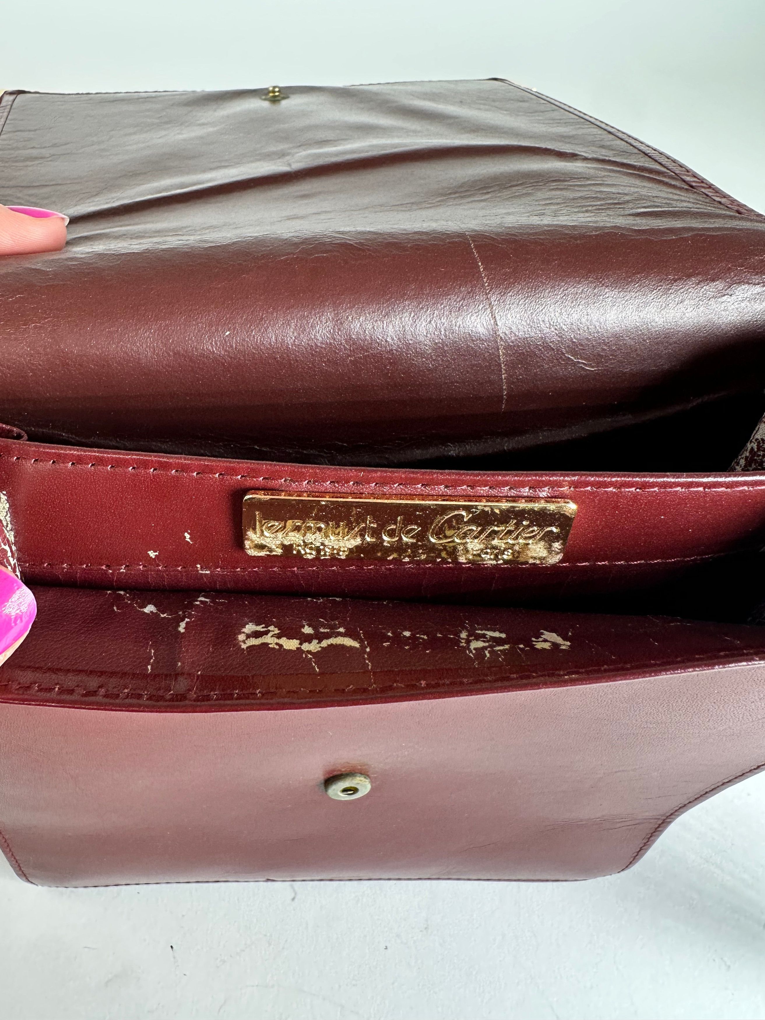 Cartier Vintage Leather Shoulder Bag Burgundy Size ONE SIZE - 4 Thumbnail