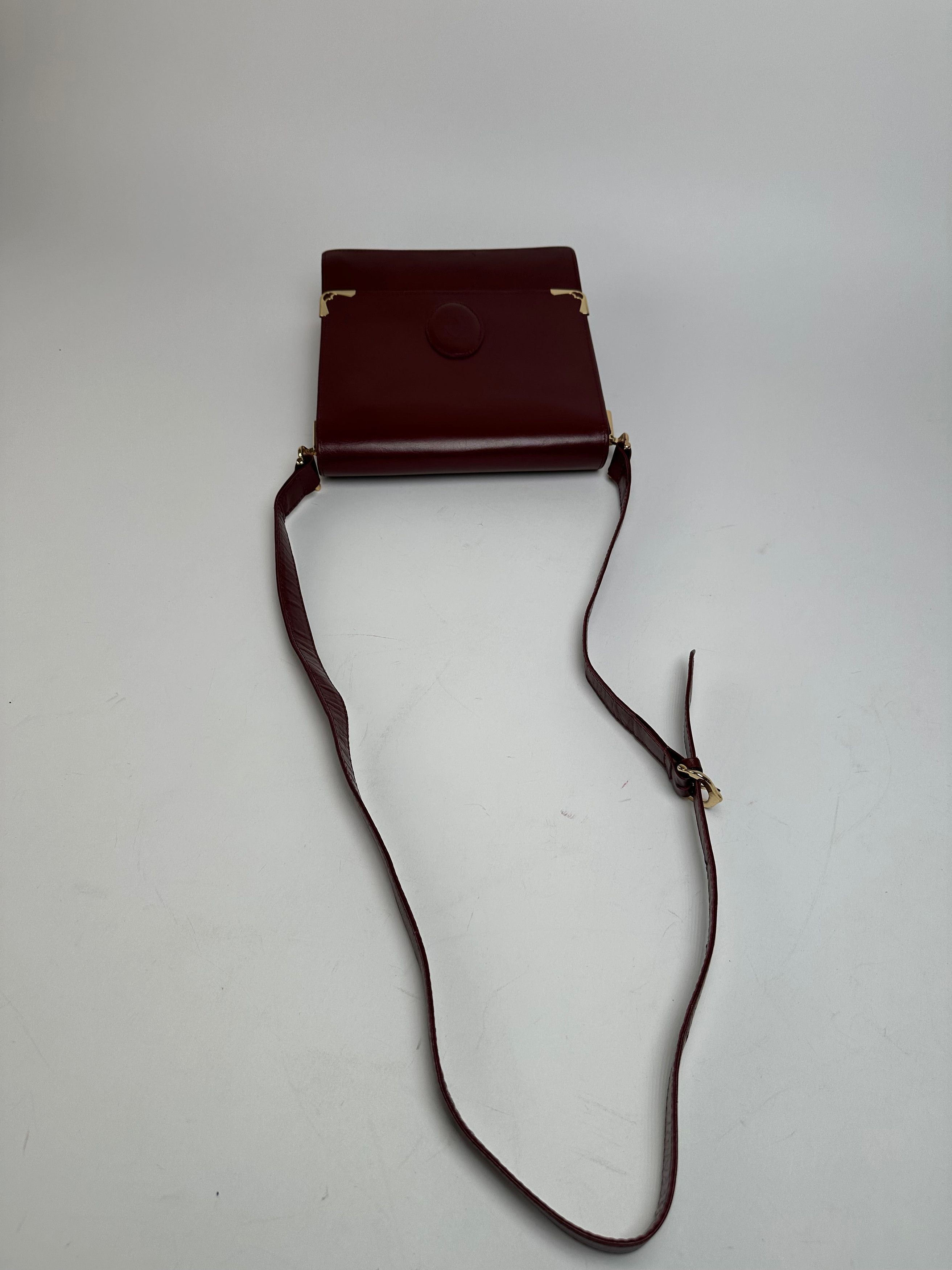 Cartier Vintage Leather Shoulder Bag Burgundy Size ONE SIZE - 8 Thumbnail