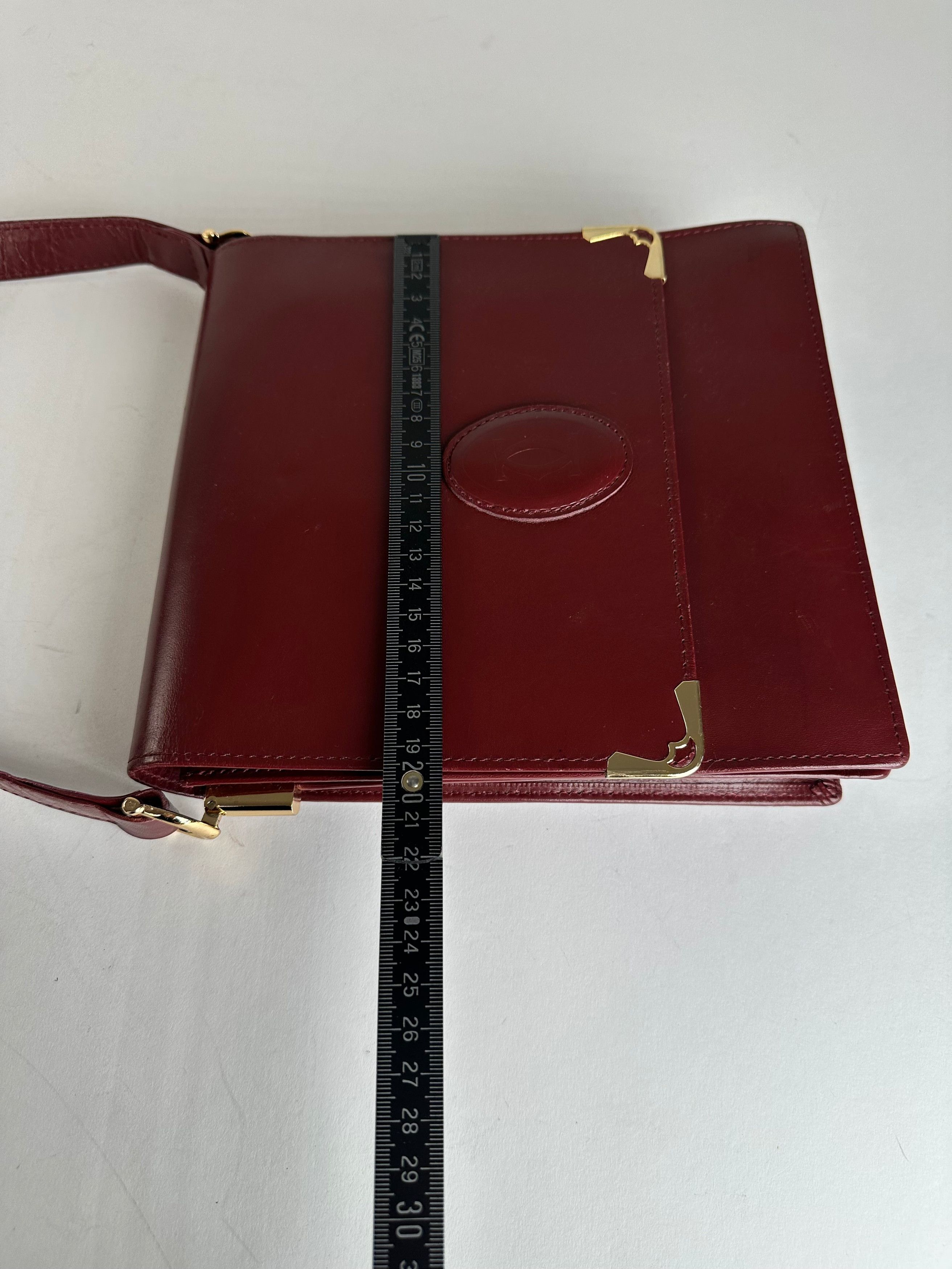 Cartier Vintage Leather Shoulder Bag Burgundy Size ONE SIZE - 14 Thumbnail