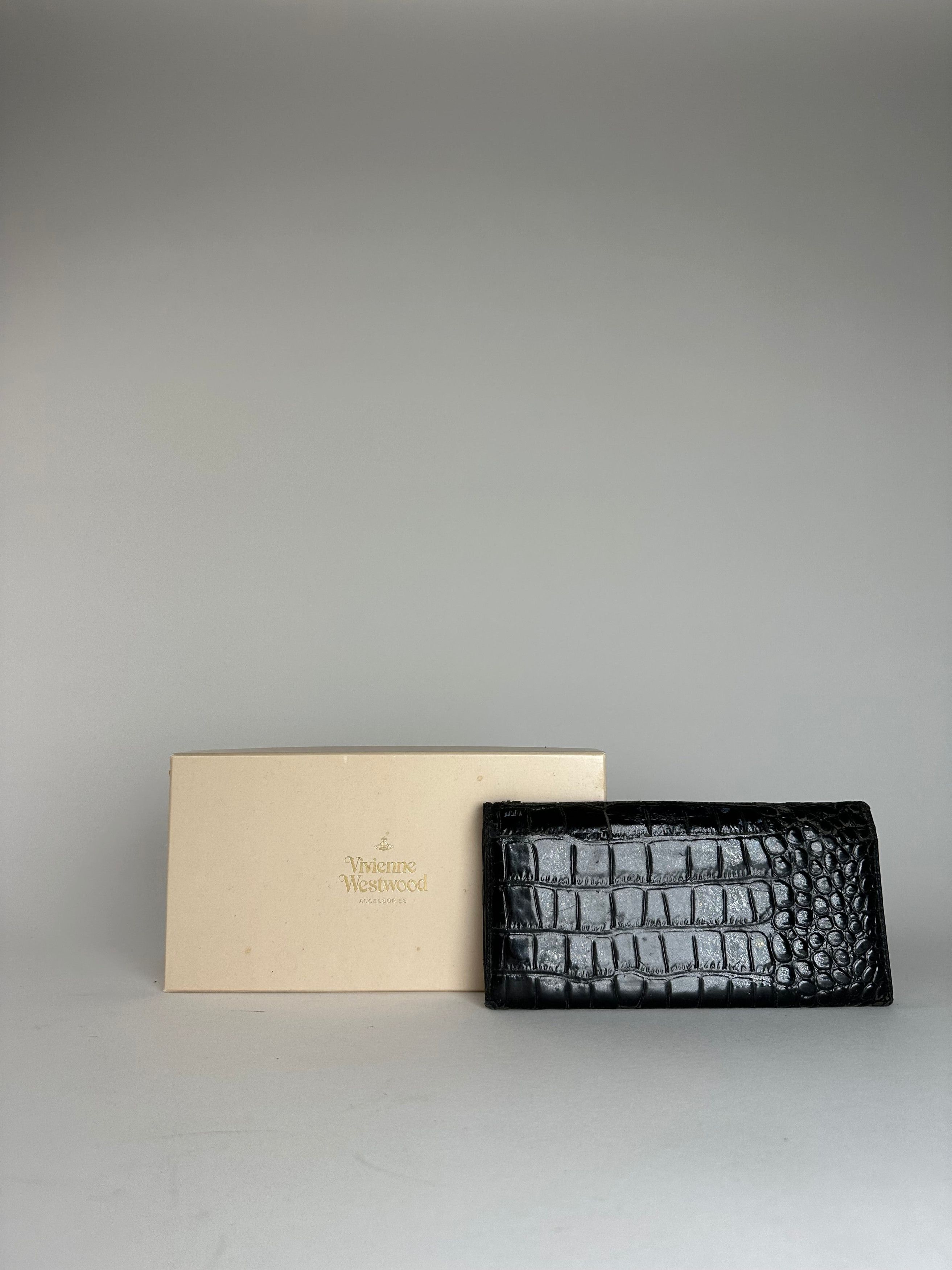 Vivienne Westwood Vintage Crocodile Emblossed Leather Wallet Black Size ONE SIZE - 2 Thumbnail