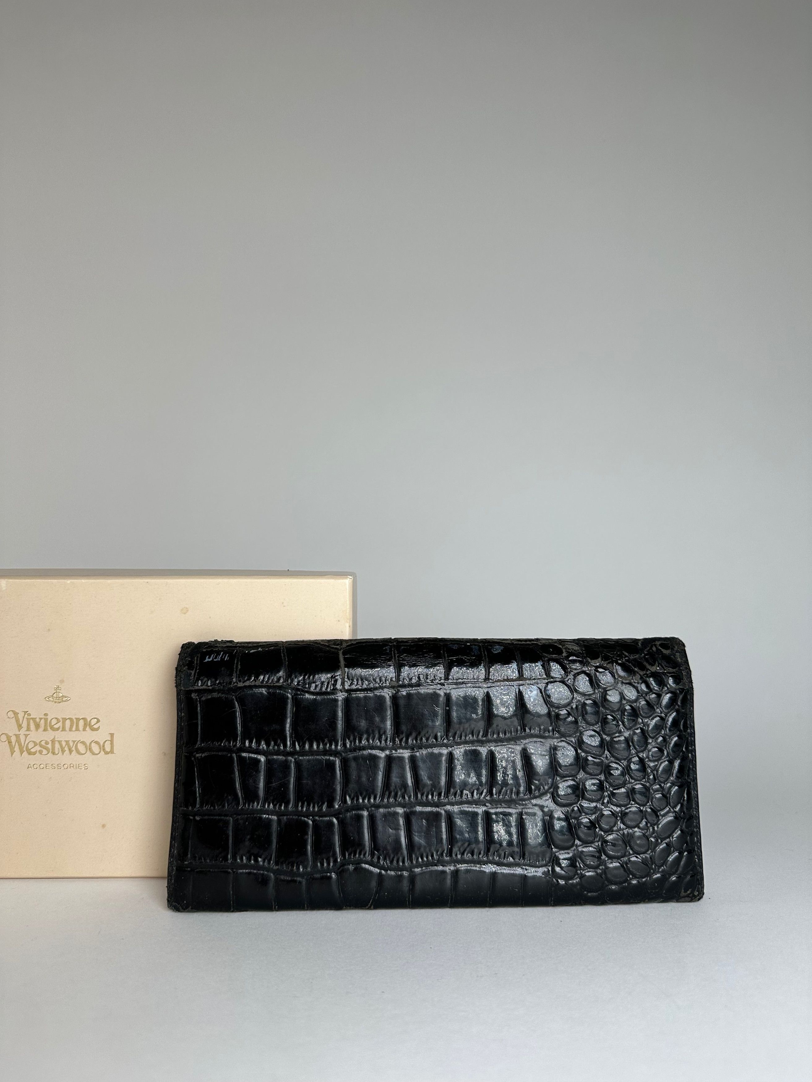 Vivienne Westwood Vintage Crocodile Emblossed Leather Wallet Black Size ONE SIZE - 10 Thumbnail