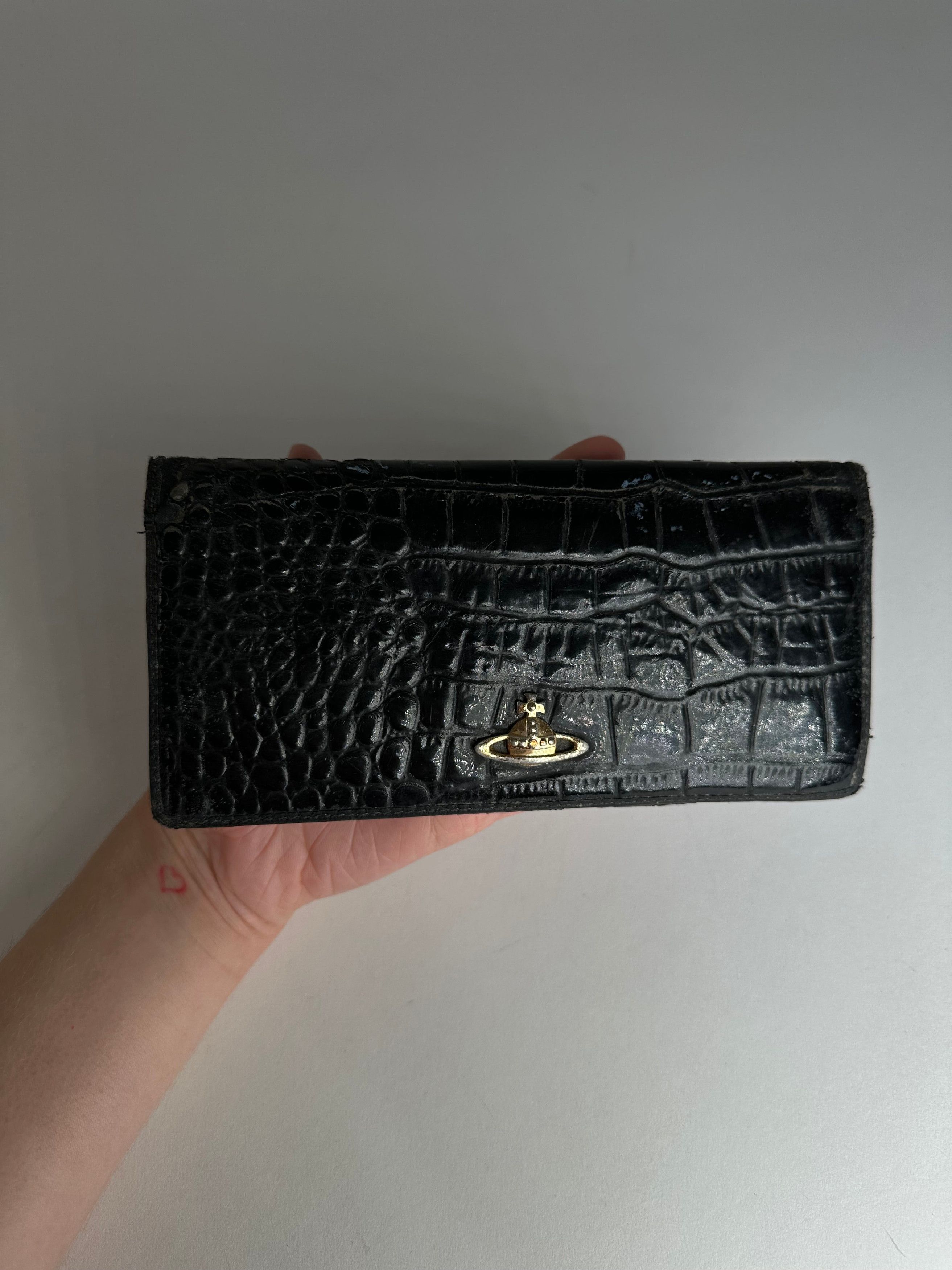 Vivienne Westwood Vintage Crocodile Emblossed Leather Wallet Black Size ONE SIZE - 4 Thumbnail