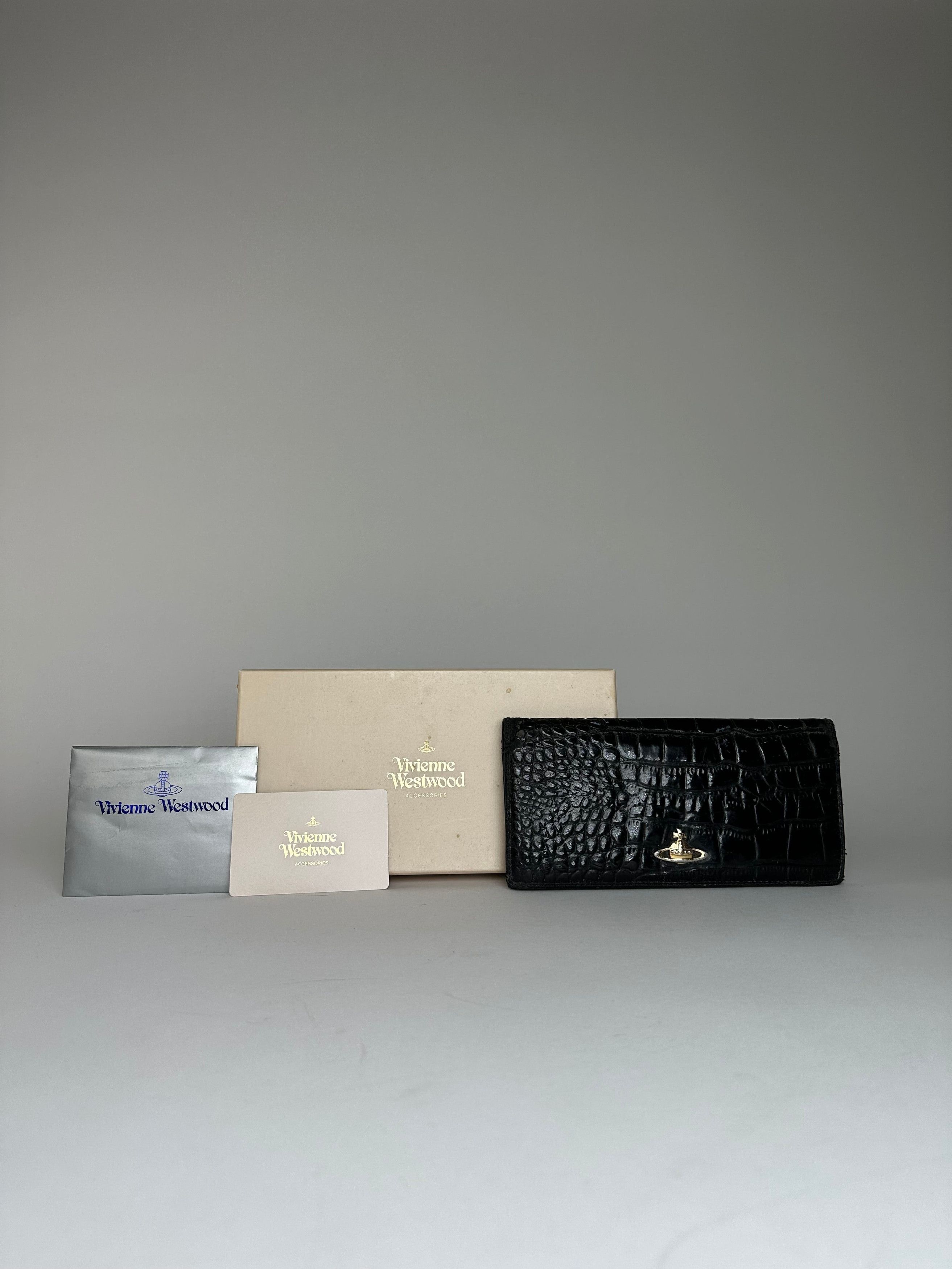 Vivienne Westwood Vintage Crocodile Emblossed Leather Wallet Black Size ONE SIZE - 3 Thumbnail