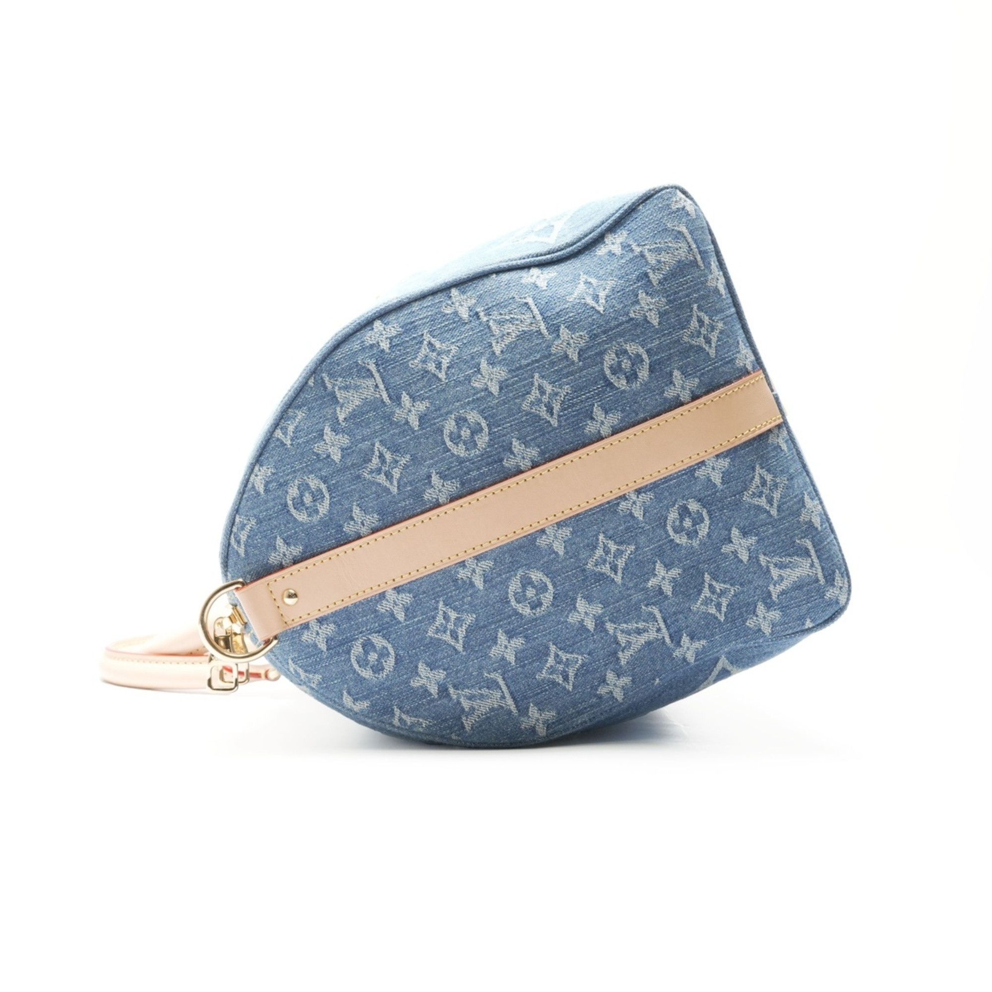 Louis Vuitton Louis Vuitton 2022-2025 Monogram Denim Keepall Bandouliere 45 Boston Bag in Navy Size ONE SIZE - 4 Thumbnail