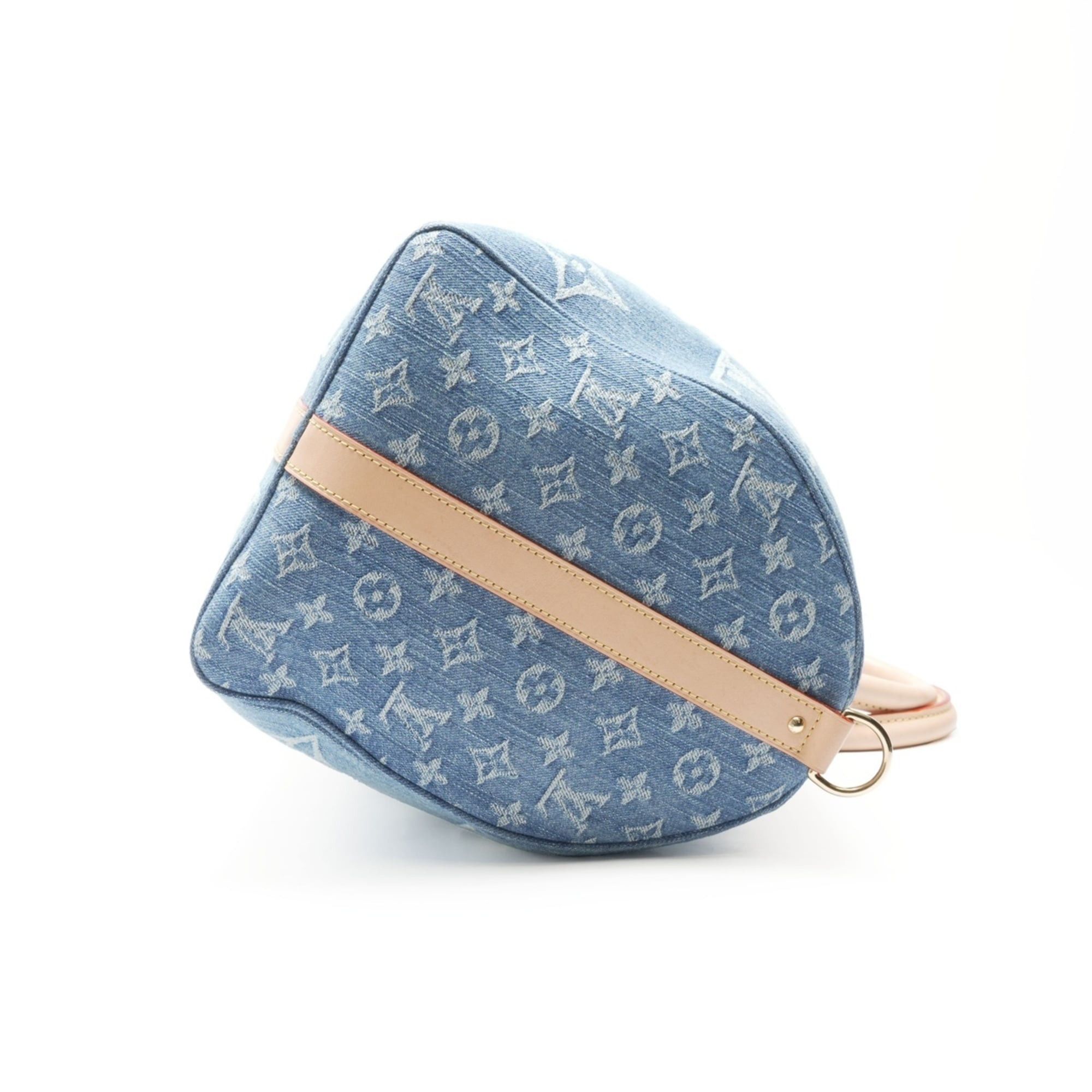 Louis Vuitton Louis Vuitton 2022-2025 Monogram Denim Keepall Bandouliere 45 Boston Bag in Navy Size ONE SIZE - 5 Thumbnail