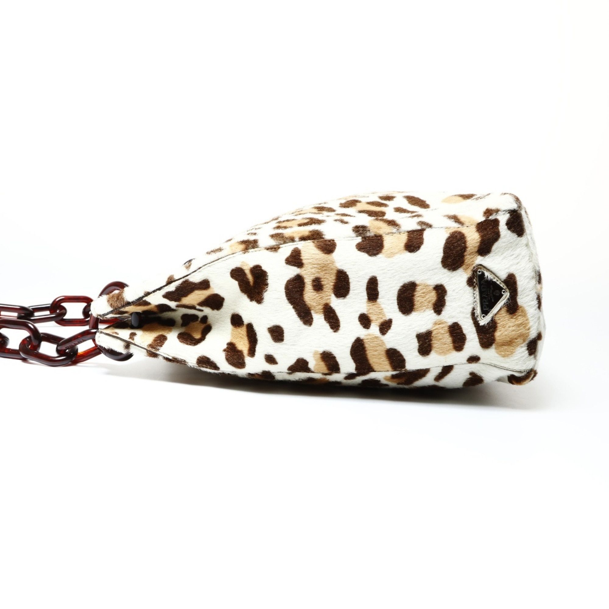 Prada Prada ponytail and leopard print chain shoulder bag in brown Size ONE SIZE - 3 Thumbnail