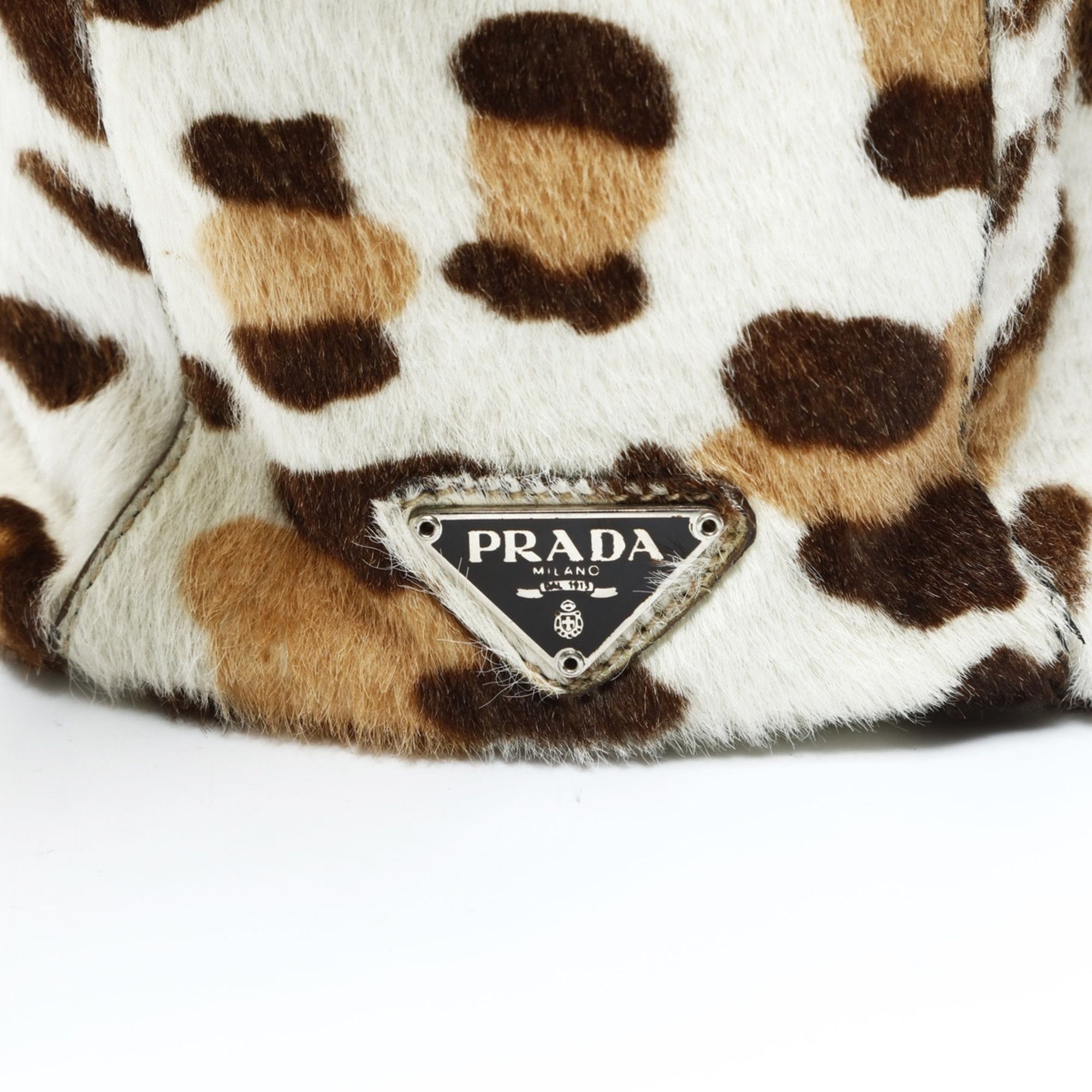 Prada Prada ponytail and leopard print chain shoulder bag in brown Size ONE SIZE - 8 Thumbnail
