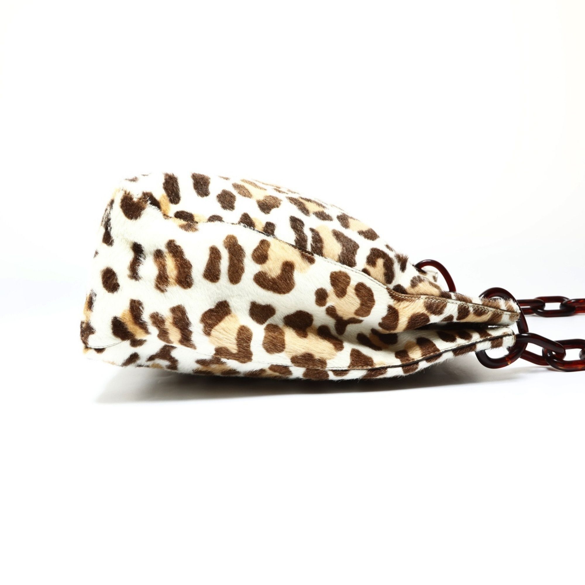 Prada Prada ponytail and leopard print chain shoulder bag in brown Size ONE SIZE - 4 Thumbnail