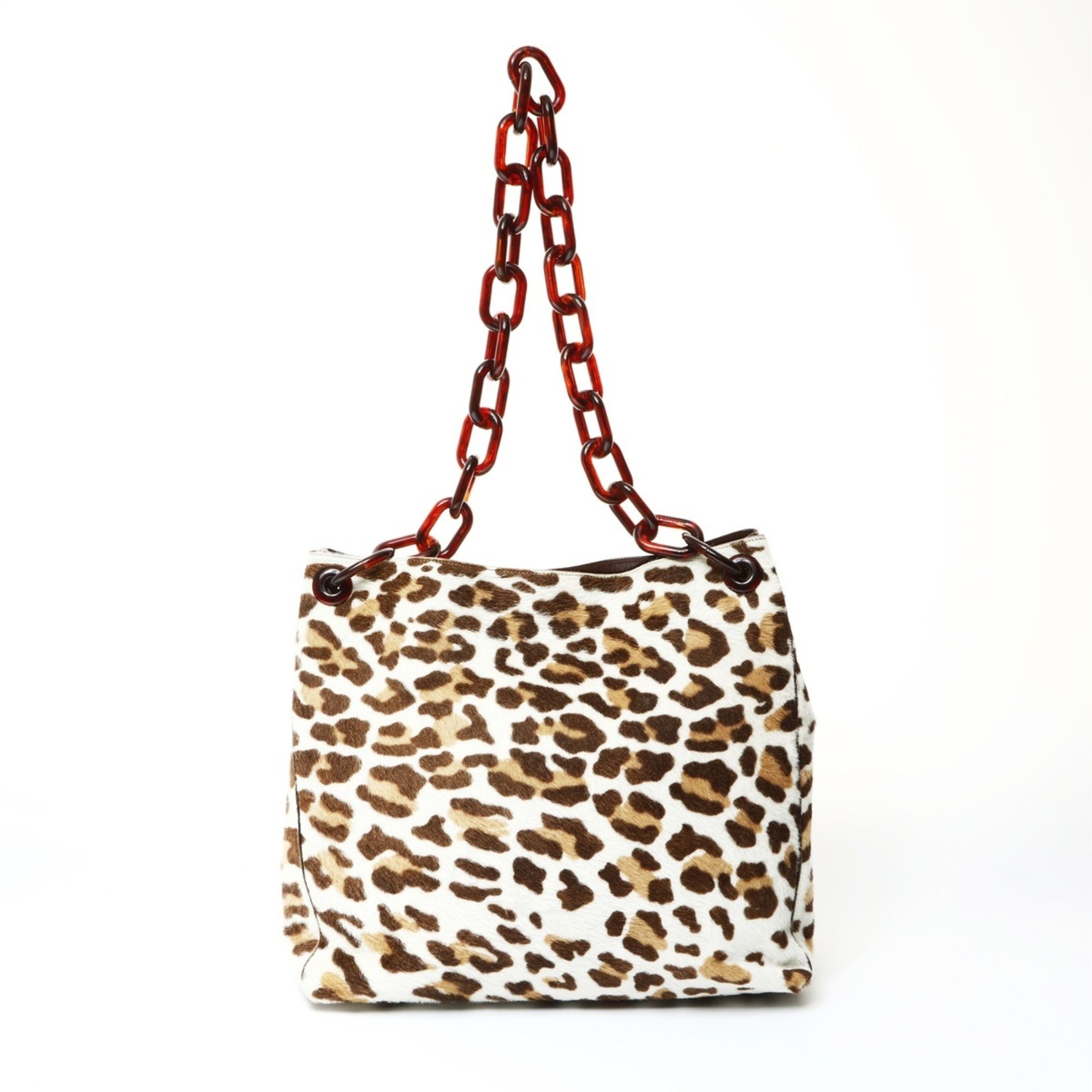Prada Prada ponytail and leopard print chain shoulder bag in brown Size ONE SIZE - 2 Thumbnail