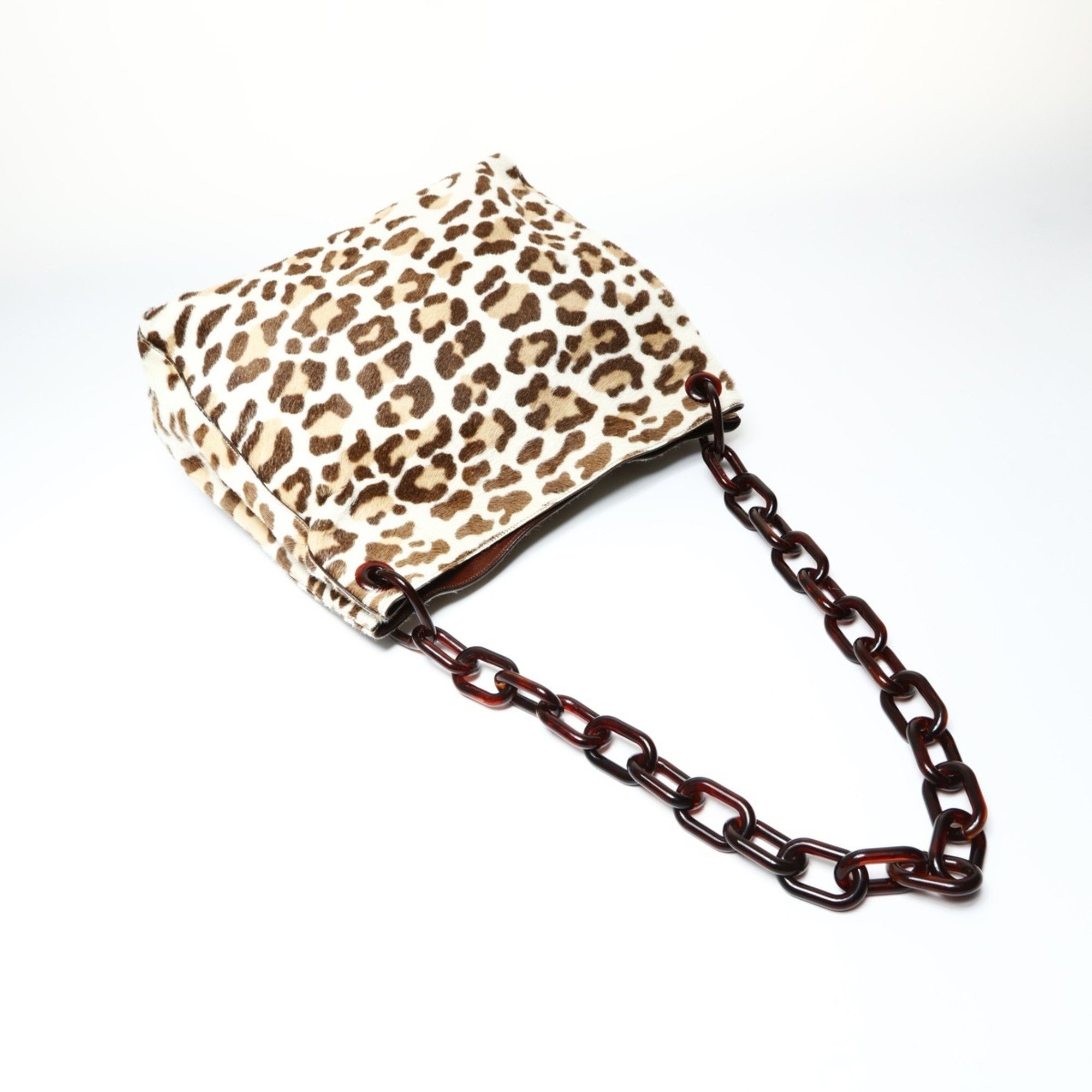Prada Prada ponytail and leopard print chain shoulder bag in brown Size ONE SIZE - 9 Thumbnail