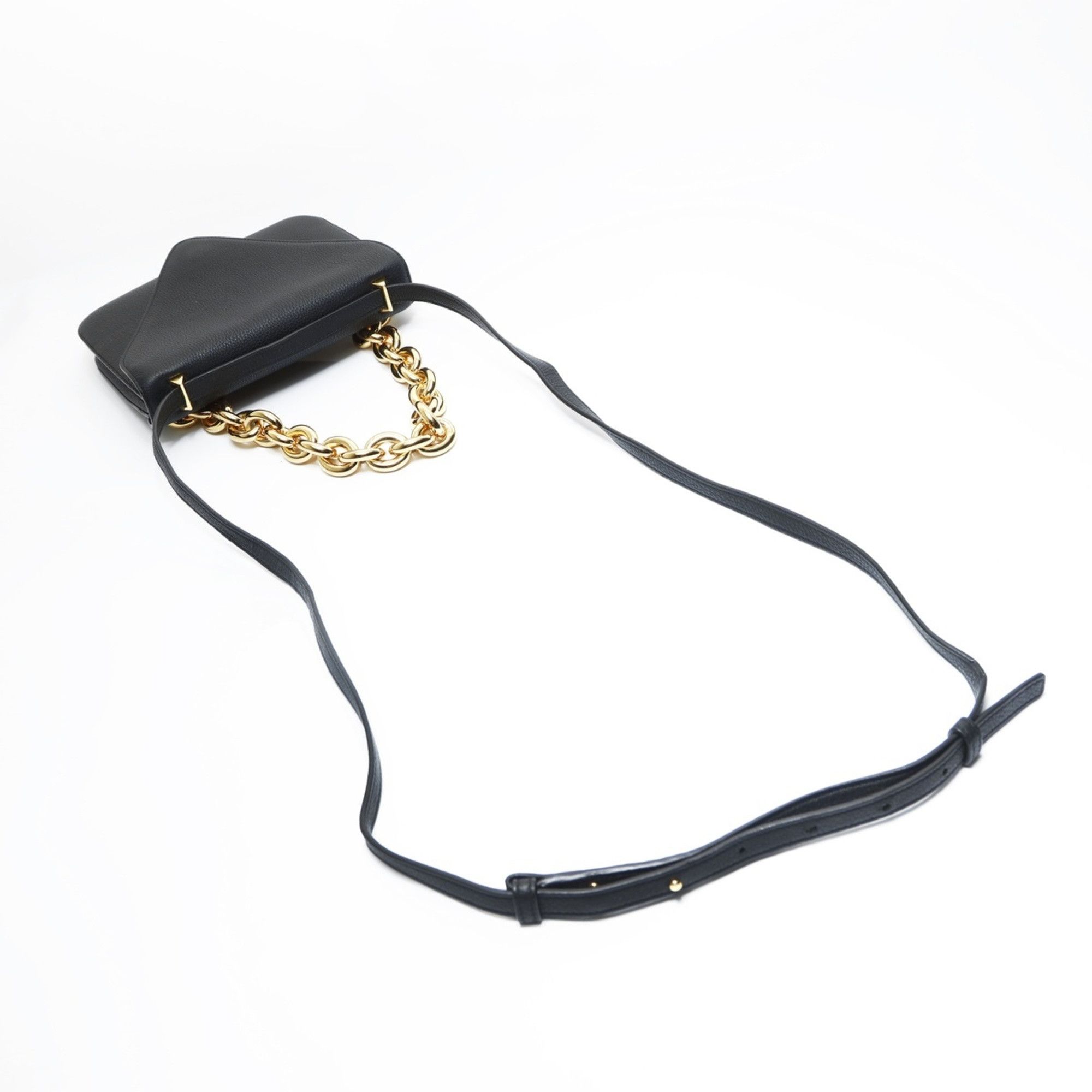 Bottega Veneta Bottega Veneta Leather Mount Envelope Chain Shoulder Bag in Black Size ONE SIZE - 13 Thumbnail