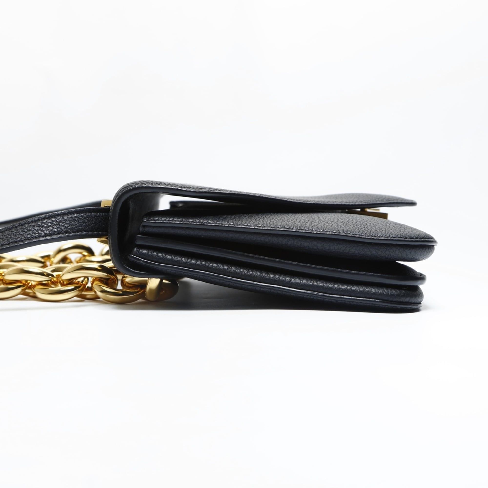 Bottega Veneta Bottega Veneta Leather Mount Envelope Chain Shoulder Bag in Black Size ONE SIZE - 8 Thumbnail