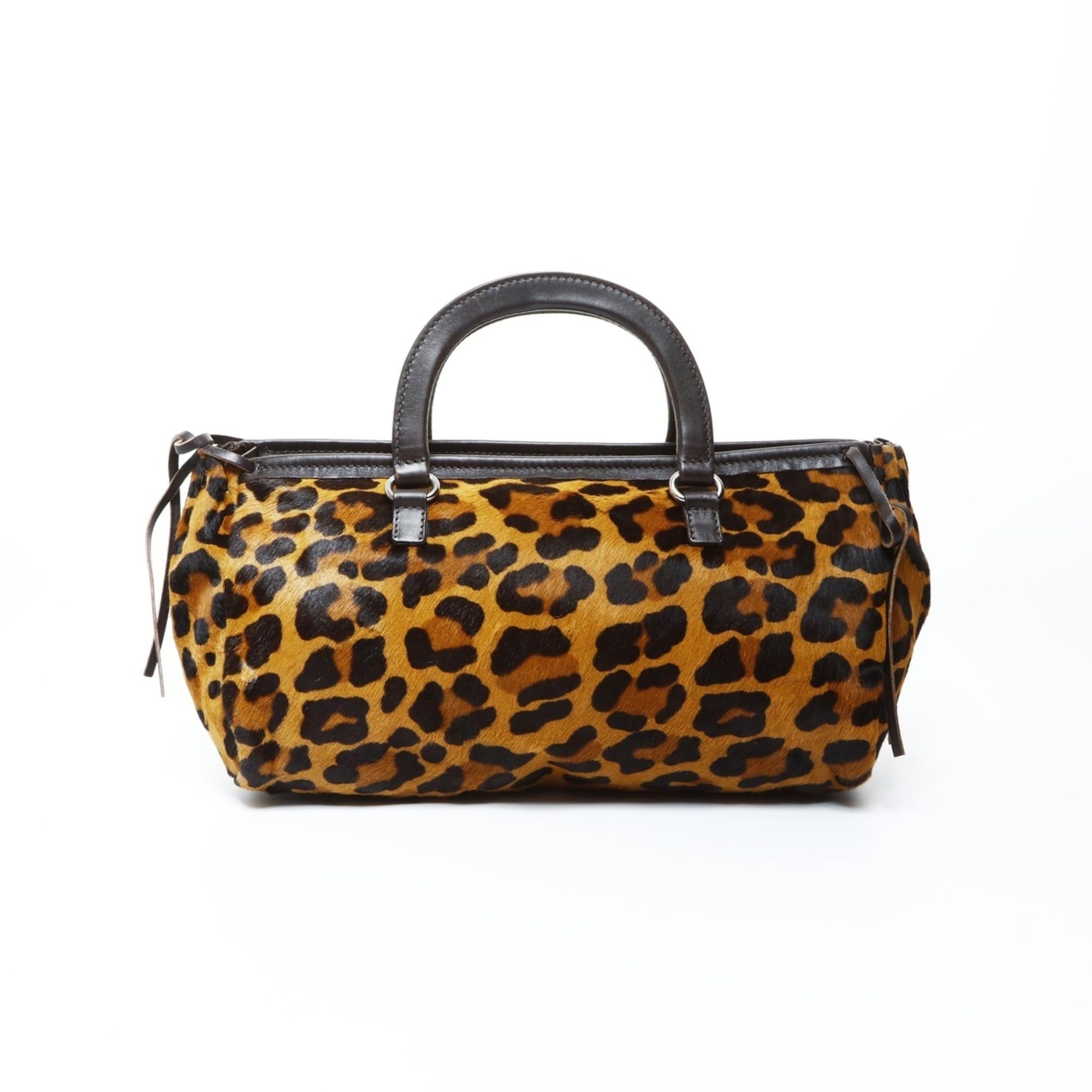Prada Prada pony leopard print handbag in brown Size ONE SIZE - 2 Thumbnail