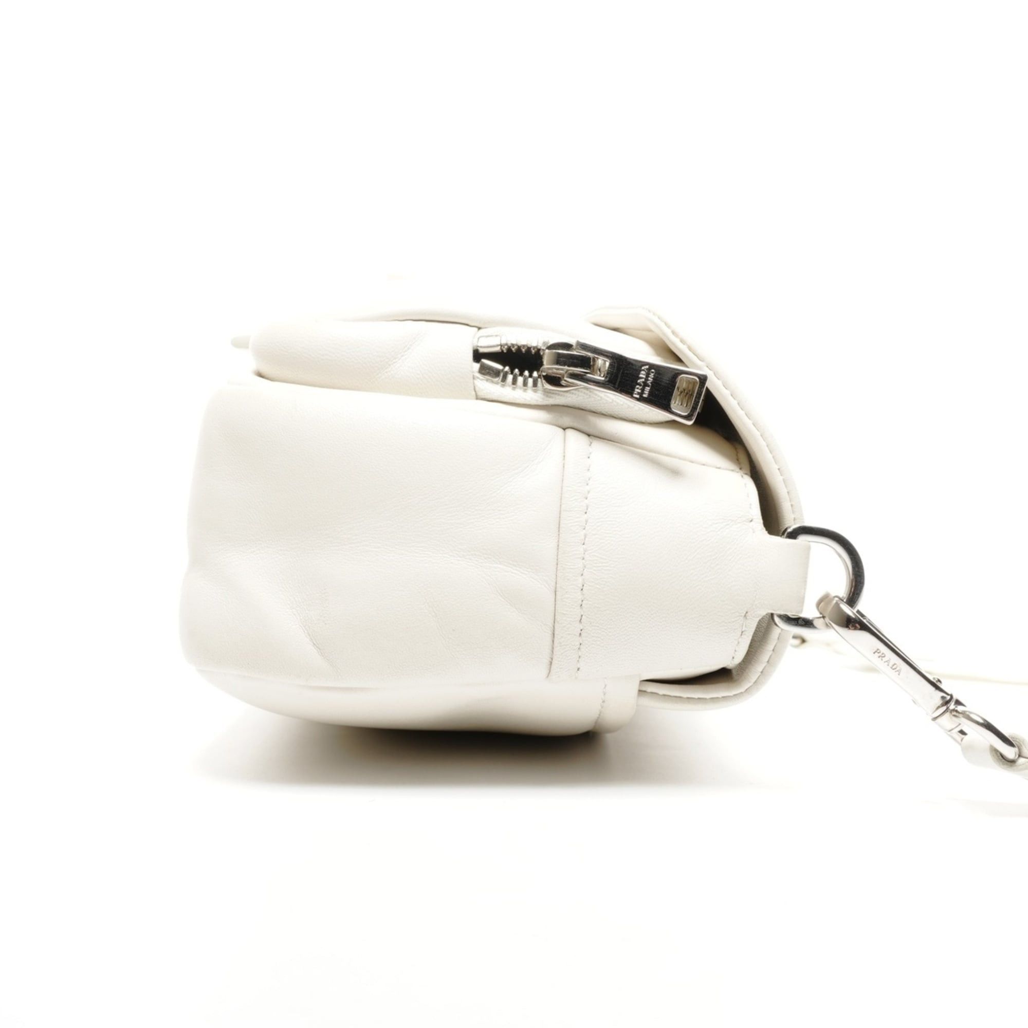 Prada Prada Nappa Leather Shoulder Bag in White Size ONE SIZE - 4 Thumbnail