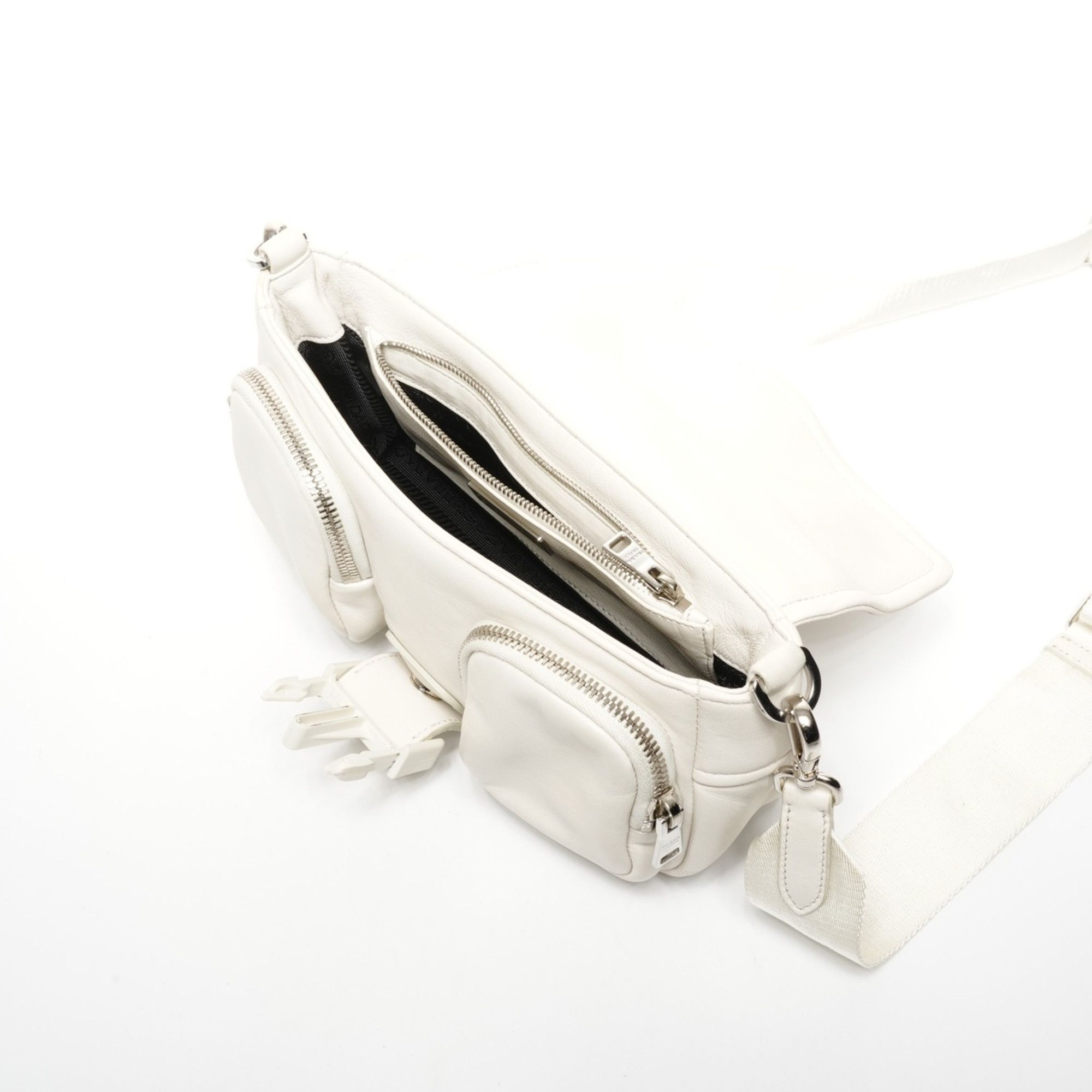 Prada Prada Nappa Leather Shoulder Bag in White Size ONE SIZE - 12 Thumbnail